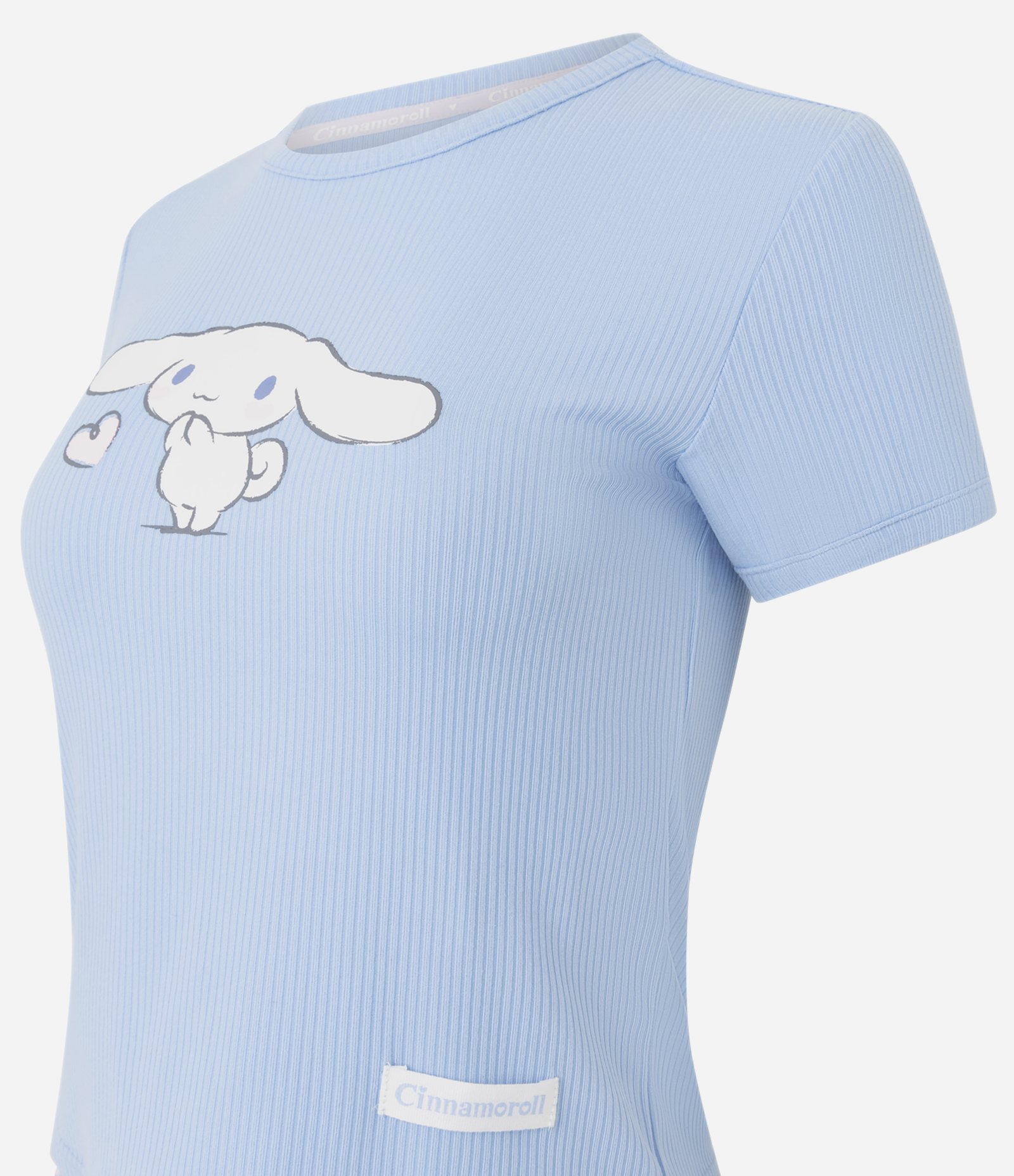 Pijama Manga Curta em Ribana com Cinnamoroll Estampado Azul 6