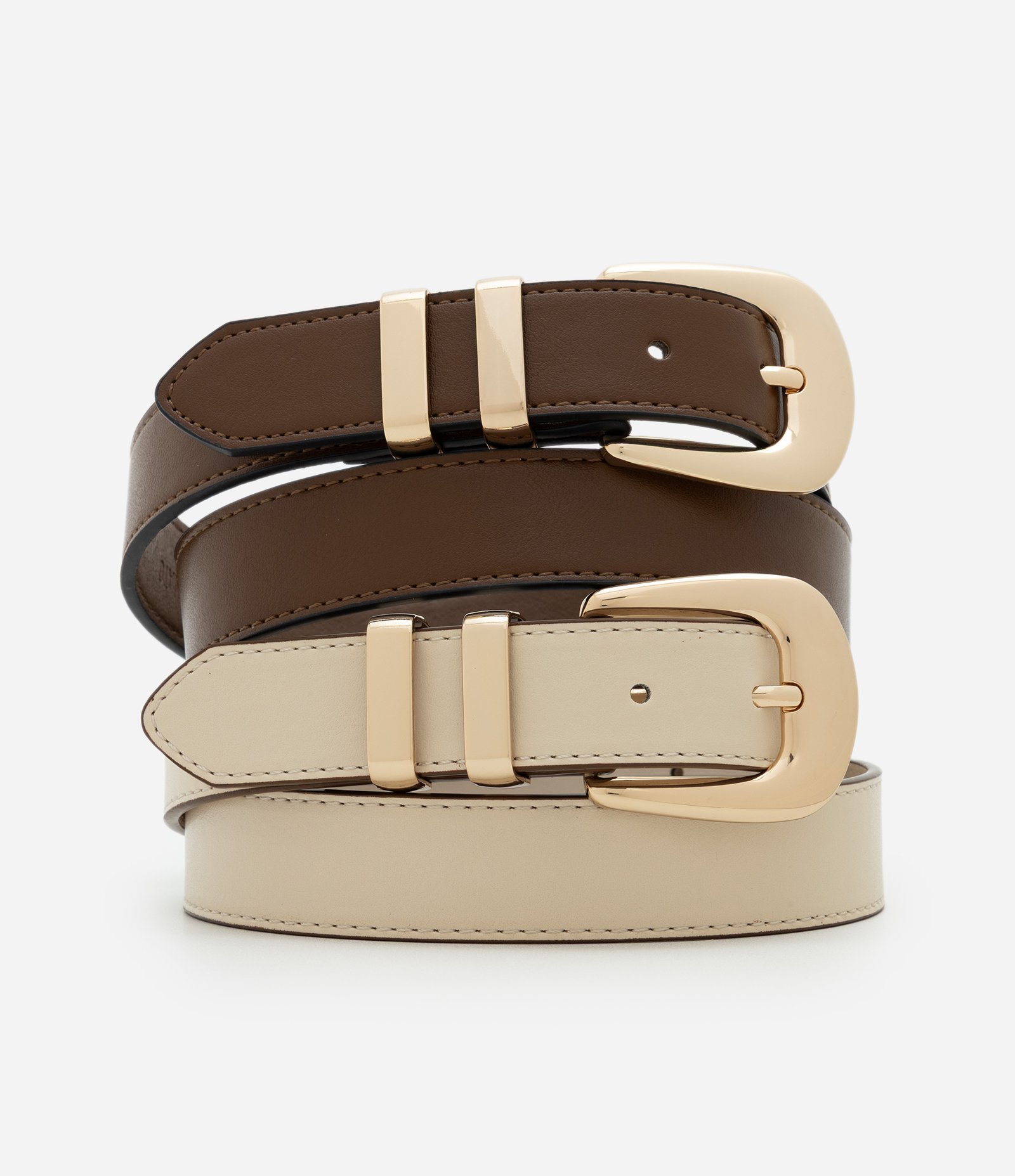 Kit 02 Cintos em PU com Fivela Metálica Multicores 1