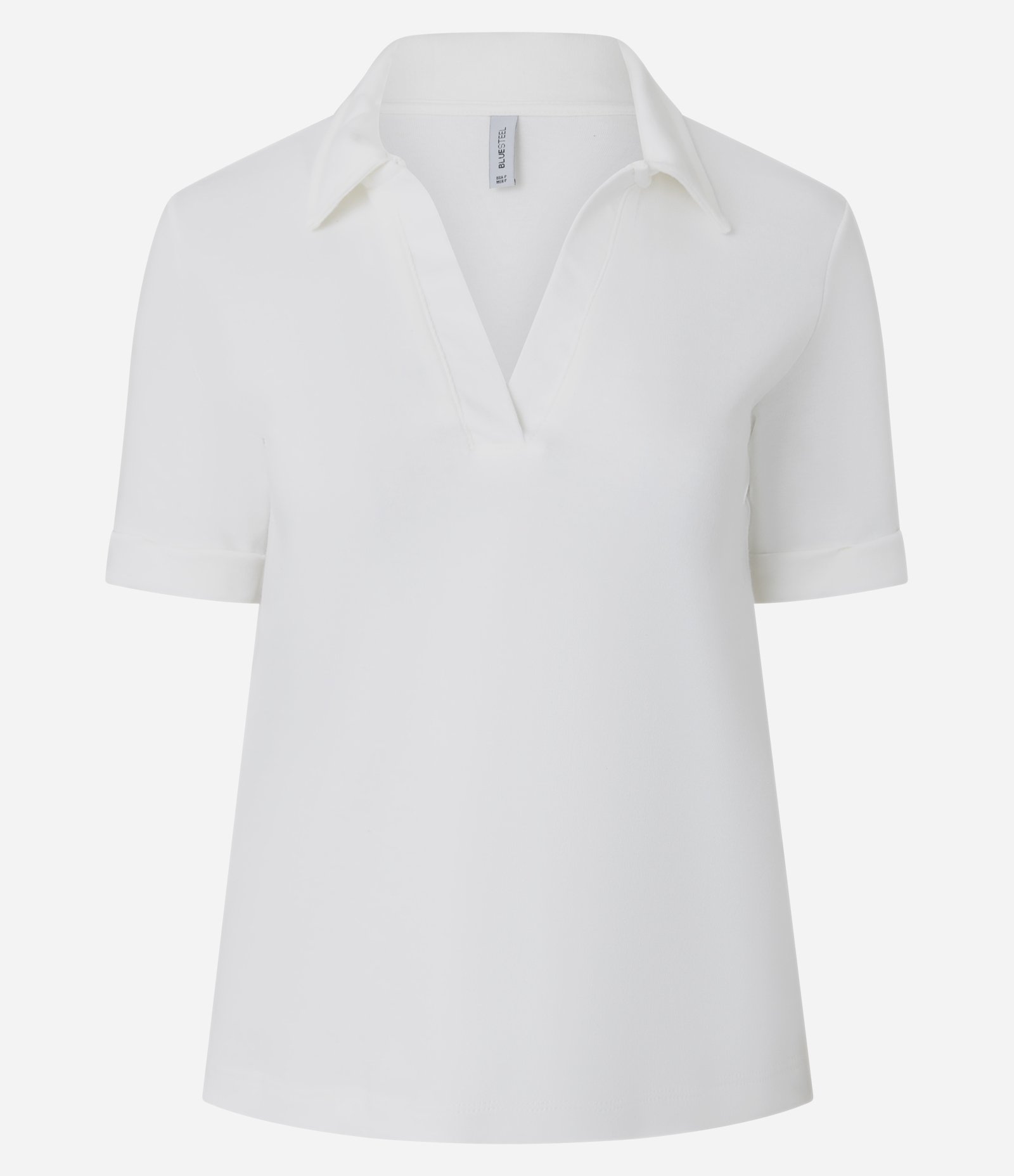 Blusa Polo em Suede com Gola Aberta Branco 5