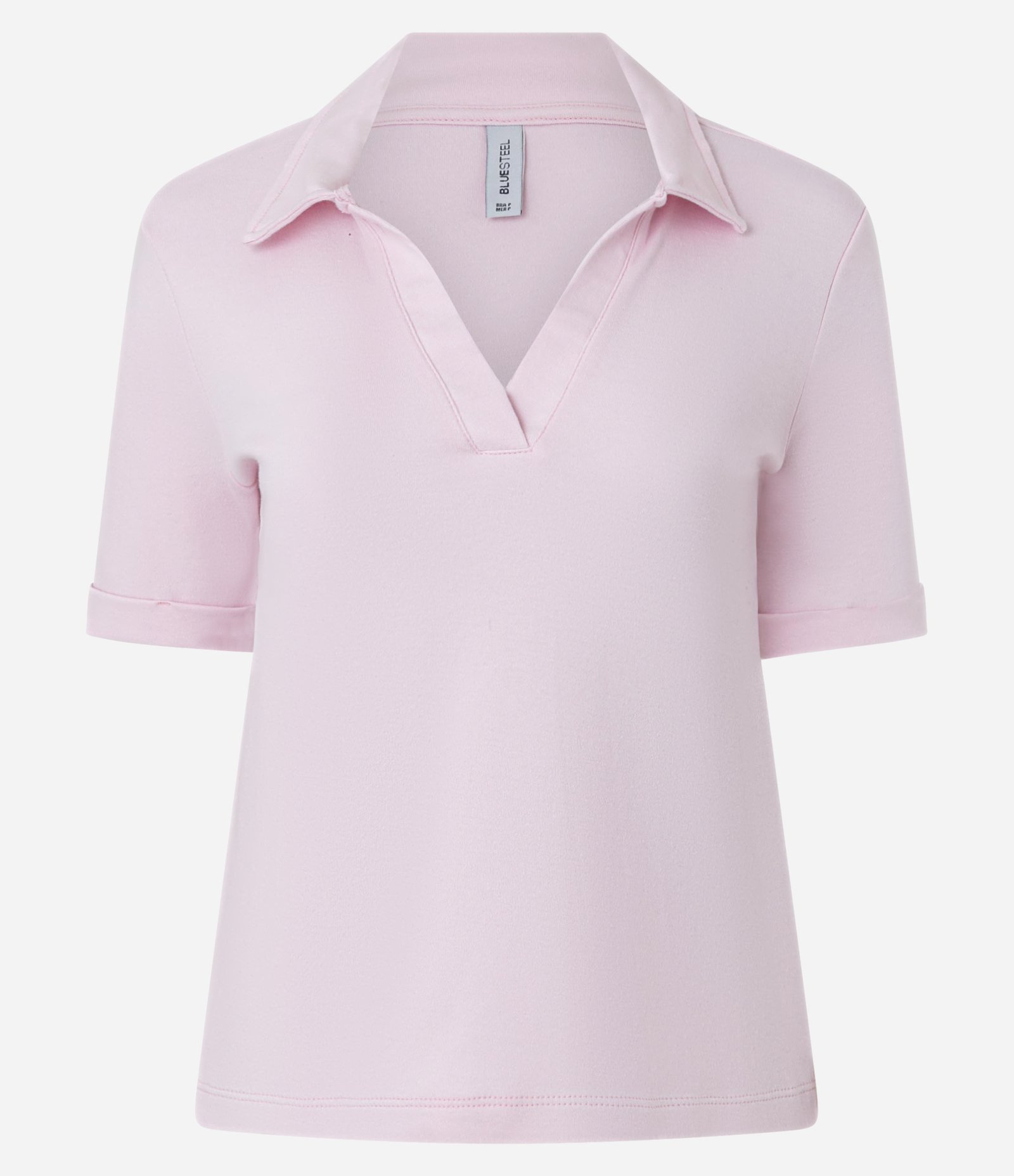 Blusa Polo em Suede com Gola Aberta Rosa 4