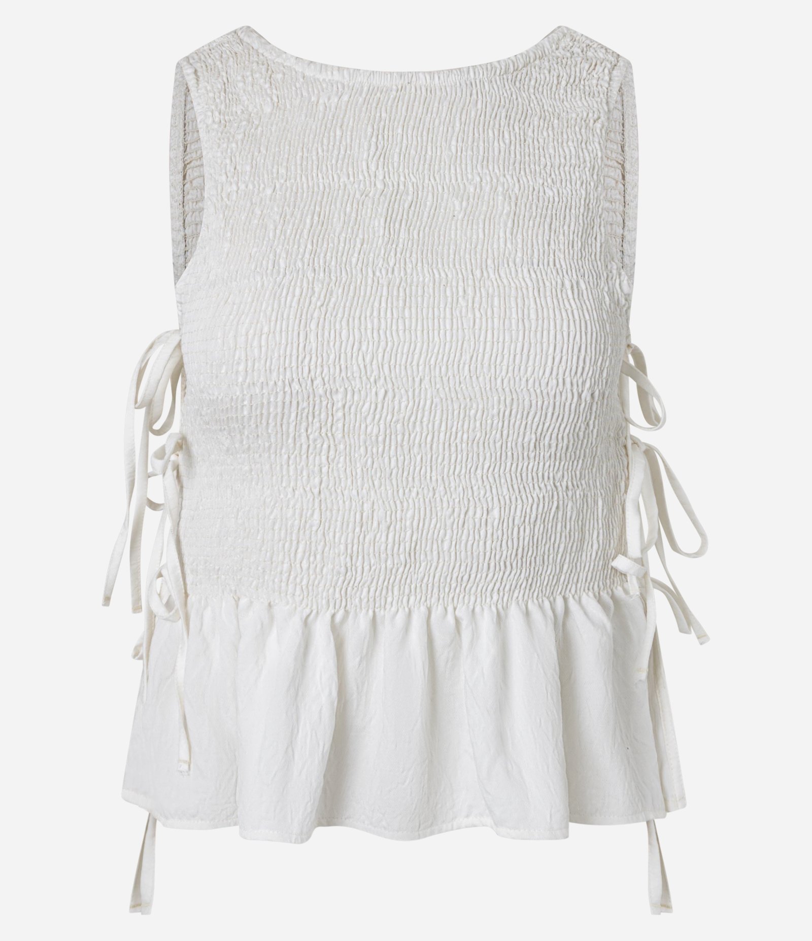 Blusa Peplum em Anarruga com Amarração Laterais Branco 4