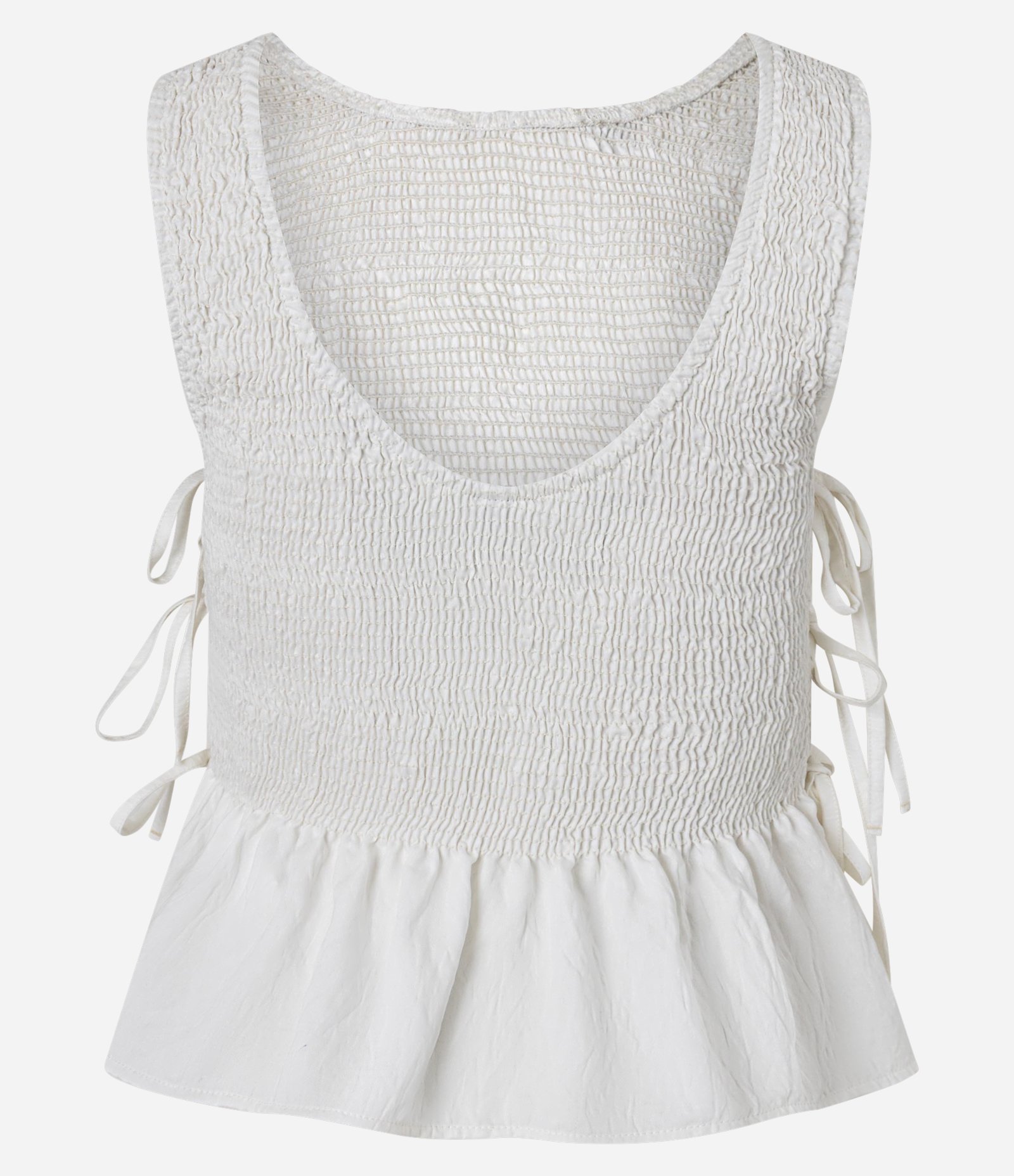 Blusa Peplum em Anarruga com Amarração Laterais Branco 6