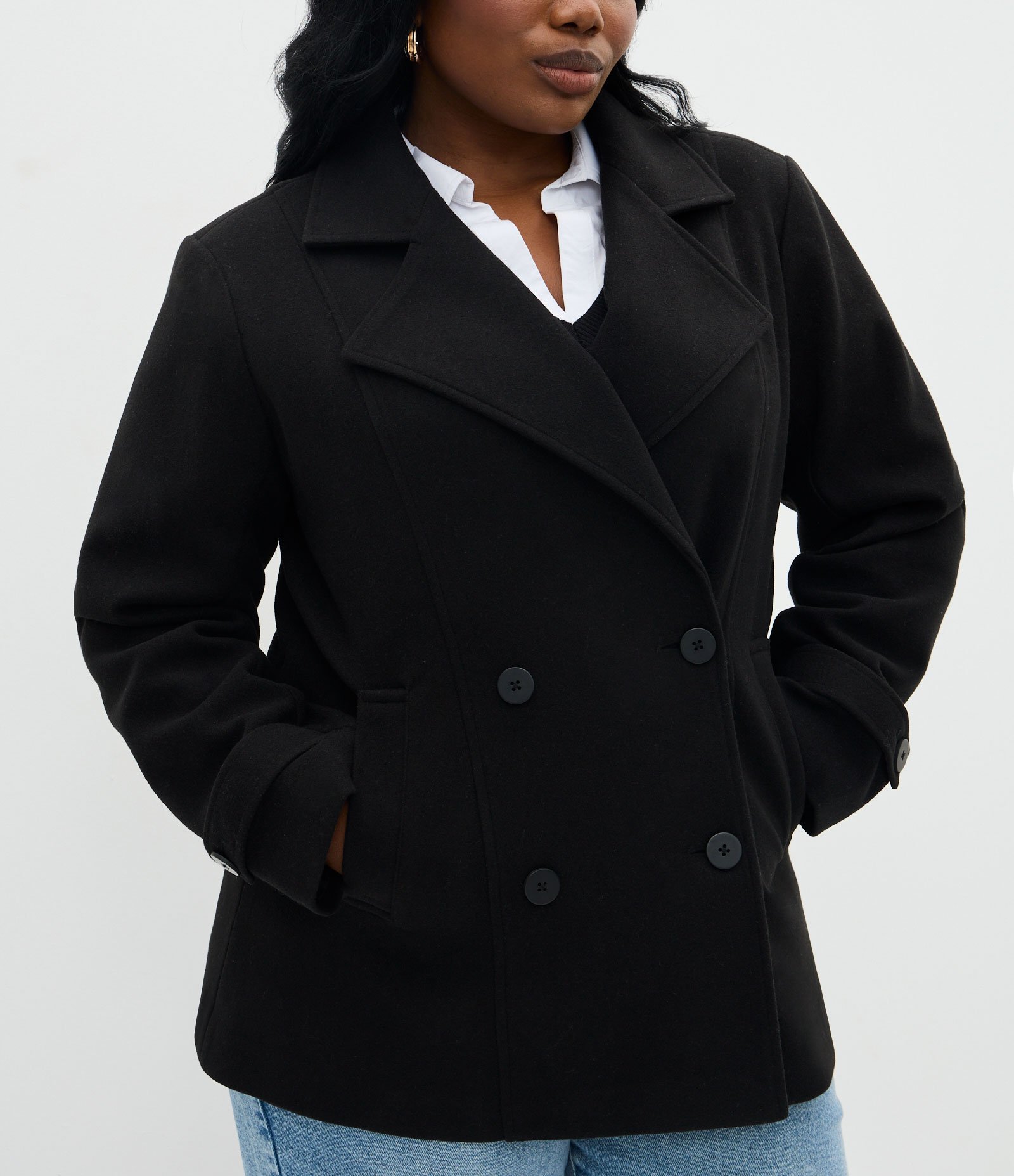 Jaqueta Pesada em Polyvelour Alongada Curve & Plus Size Preto 3