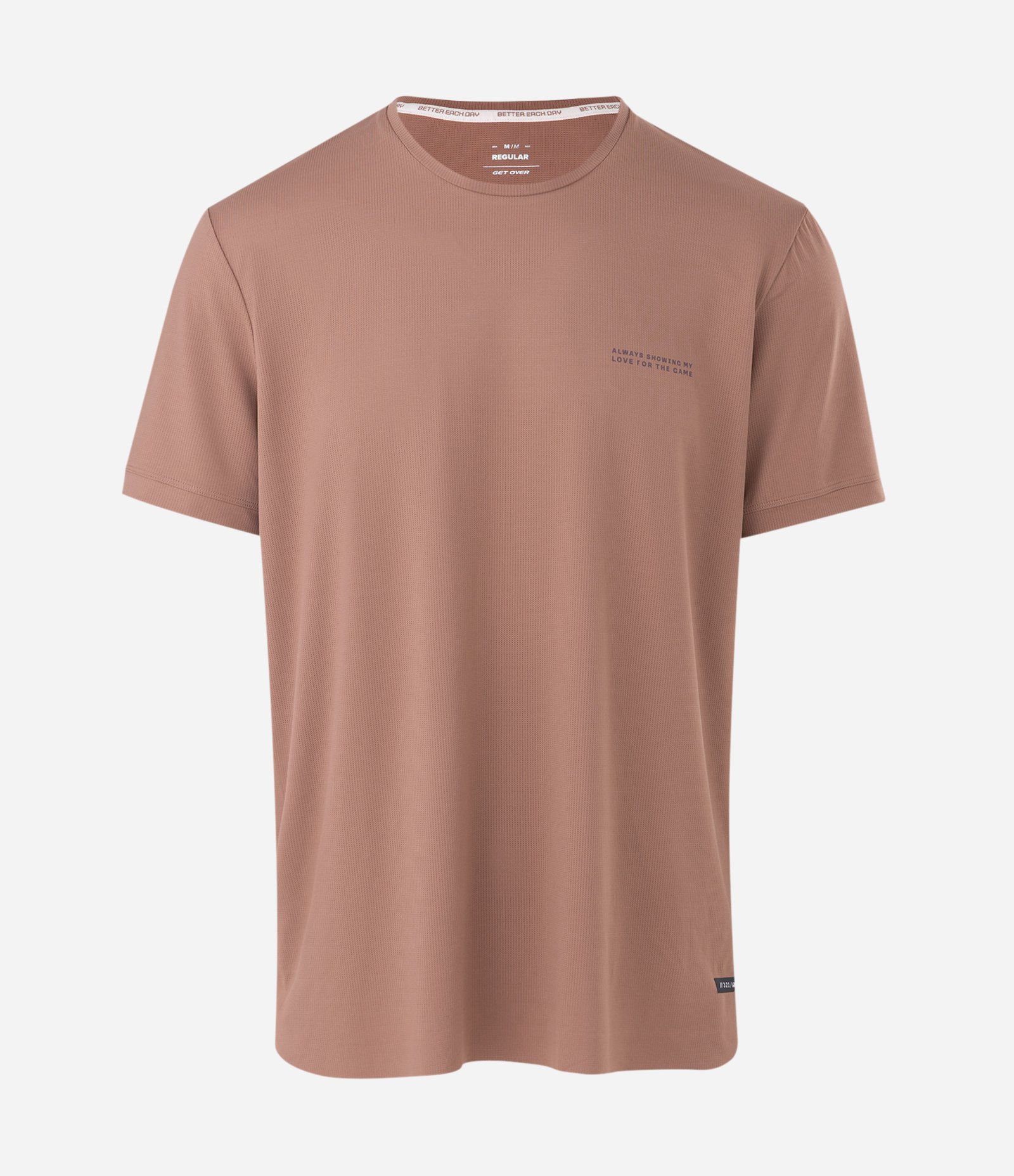 Camiseta Esportiva em Tecnologia Dry com Estampa Lettering Texturizada Marrom Médio 1