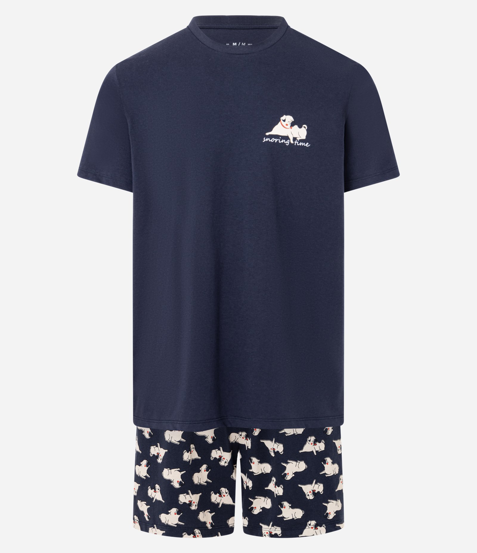 Pijama Curto em Algodão com Estampa de Cachorro Azul 1