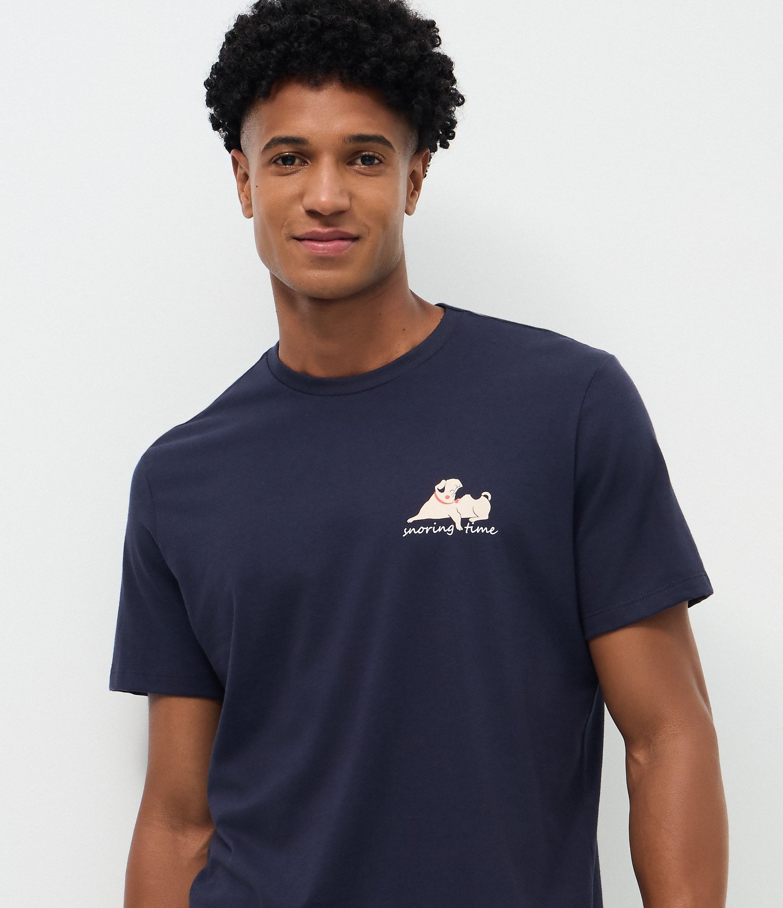 Pijama Curto em Algodão com Estampa de Cachorro Azul 2