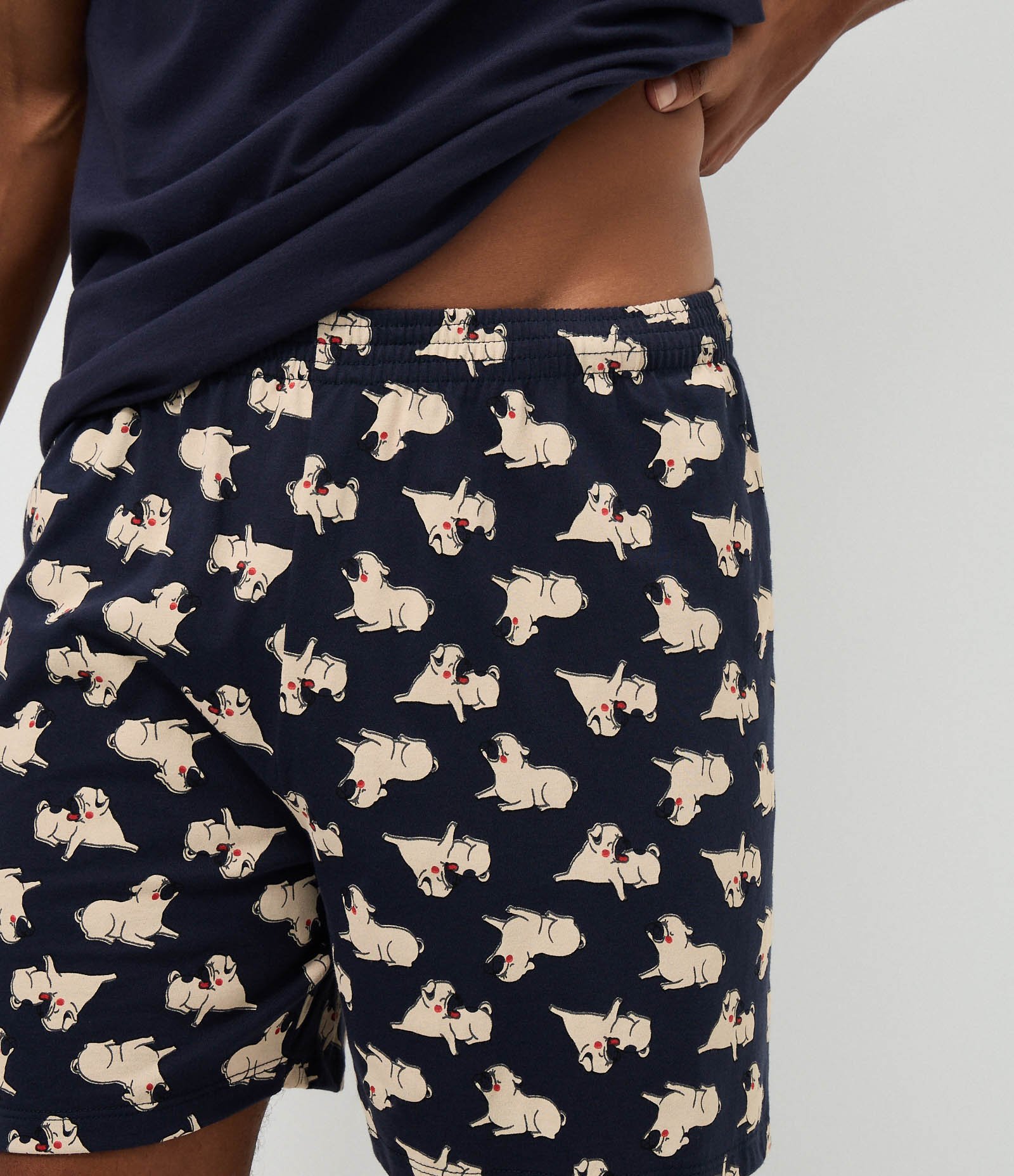 Pijama Curto em Algodão com Estampa de Cachorro Azul 3
