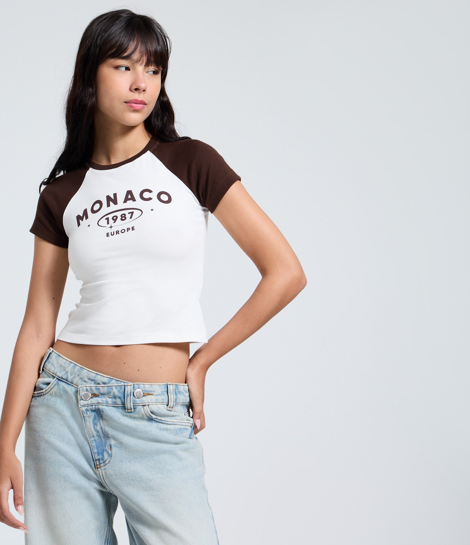 Camiseta em Algodão com Manga Curta Contrastante Branco 1
