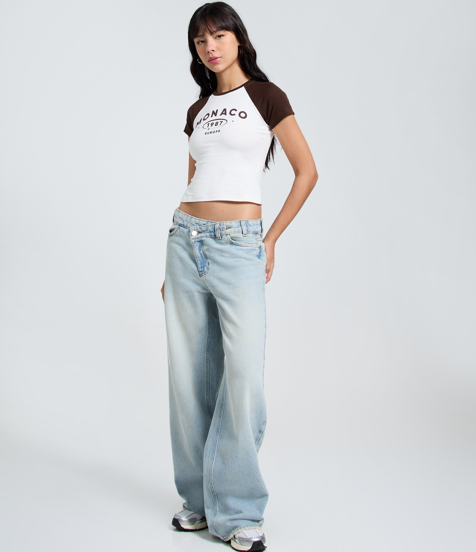 Camiseta em Algodão com Manga Curta Contrastante Branco 2