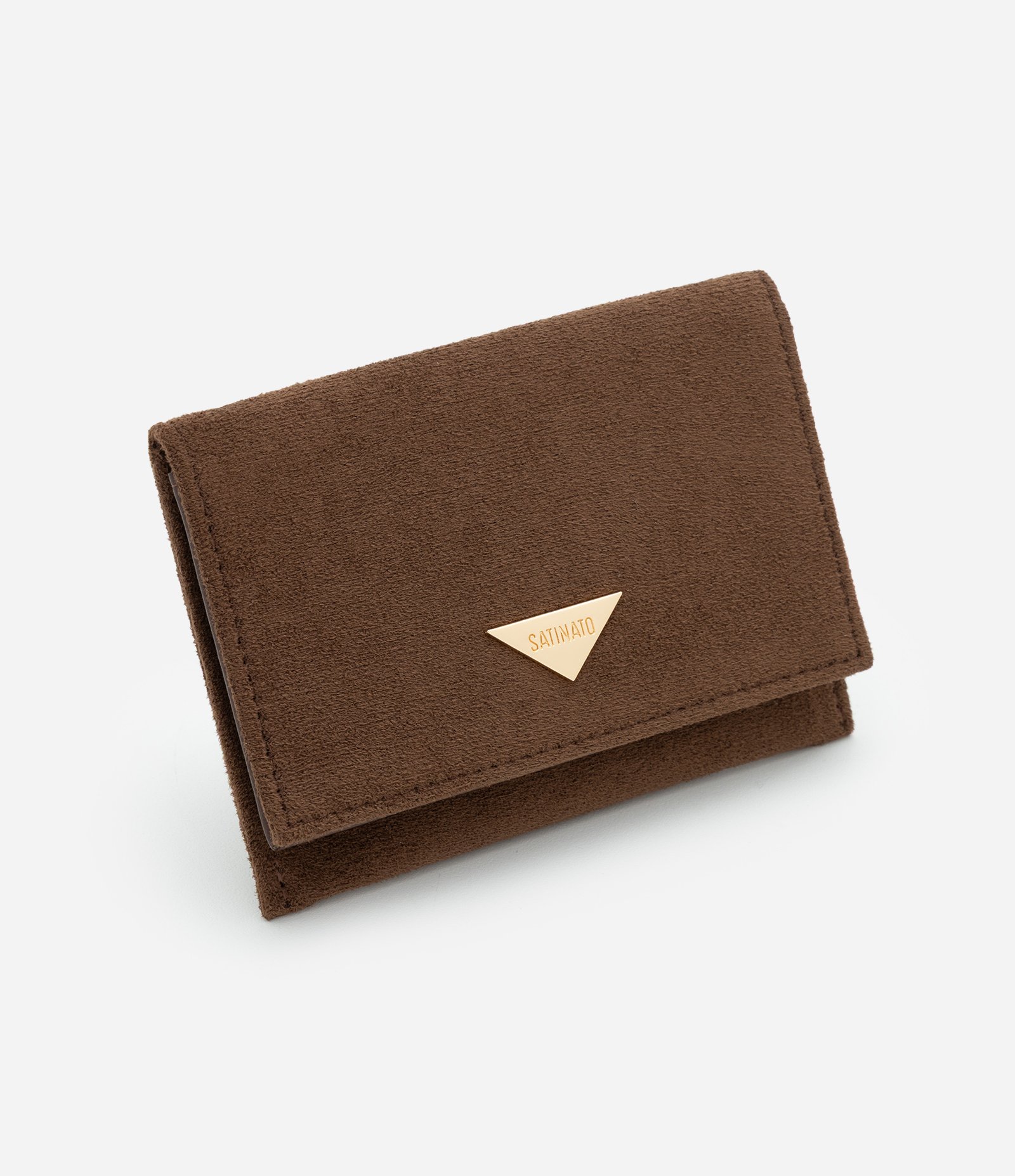 Carteira Envelope Pequena em Suede Marrom 1