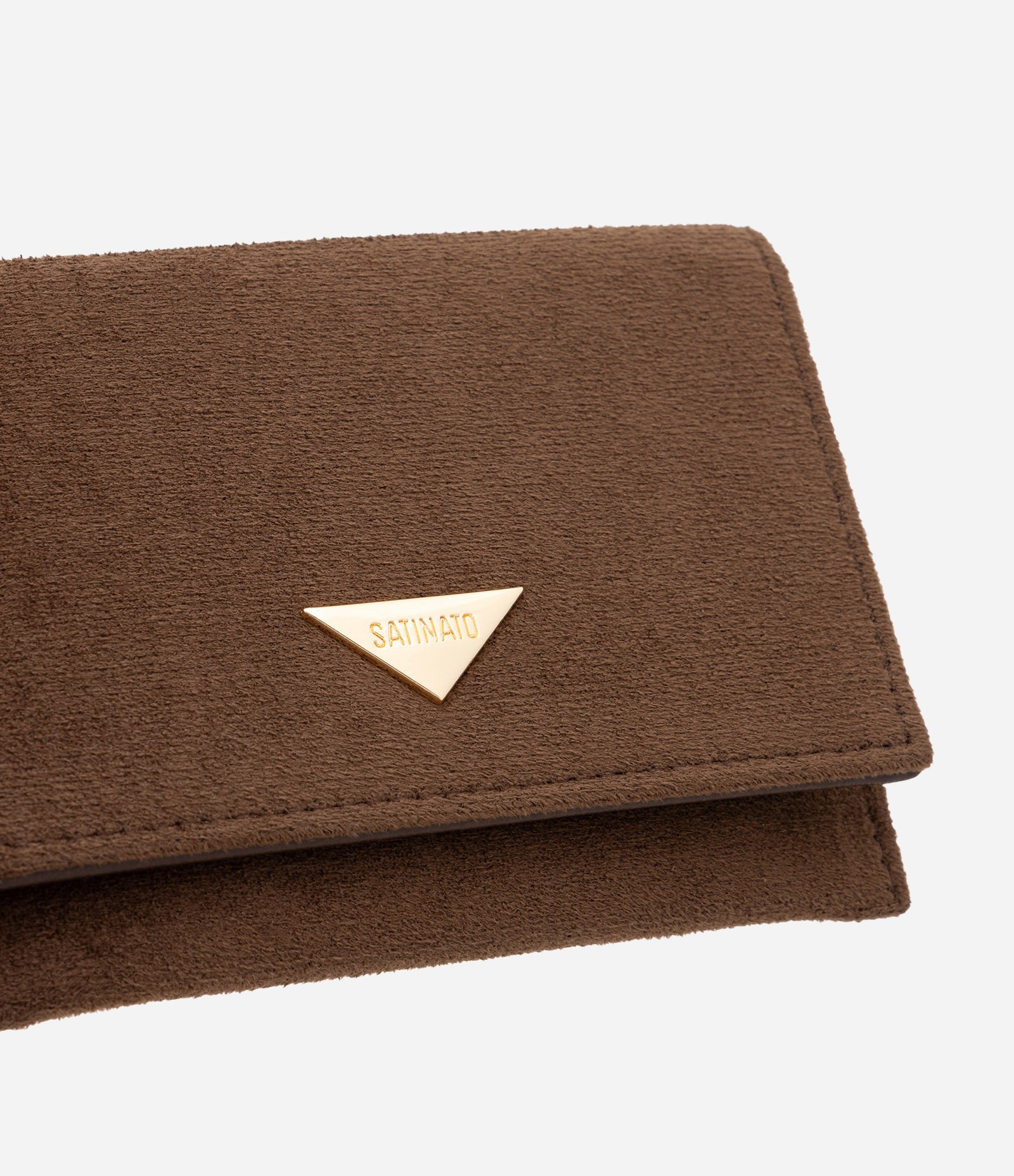 Carteira Envelope Pequena em Suede Marrom 4