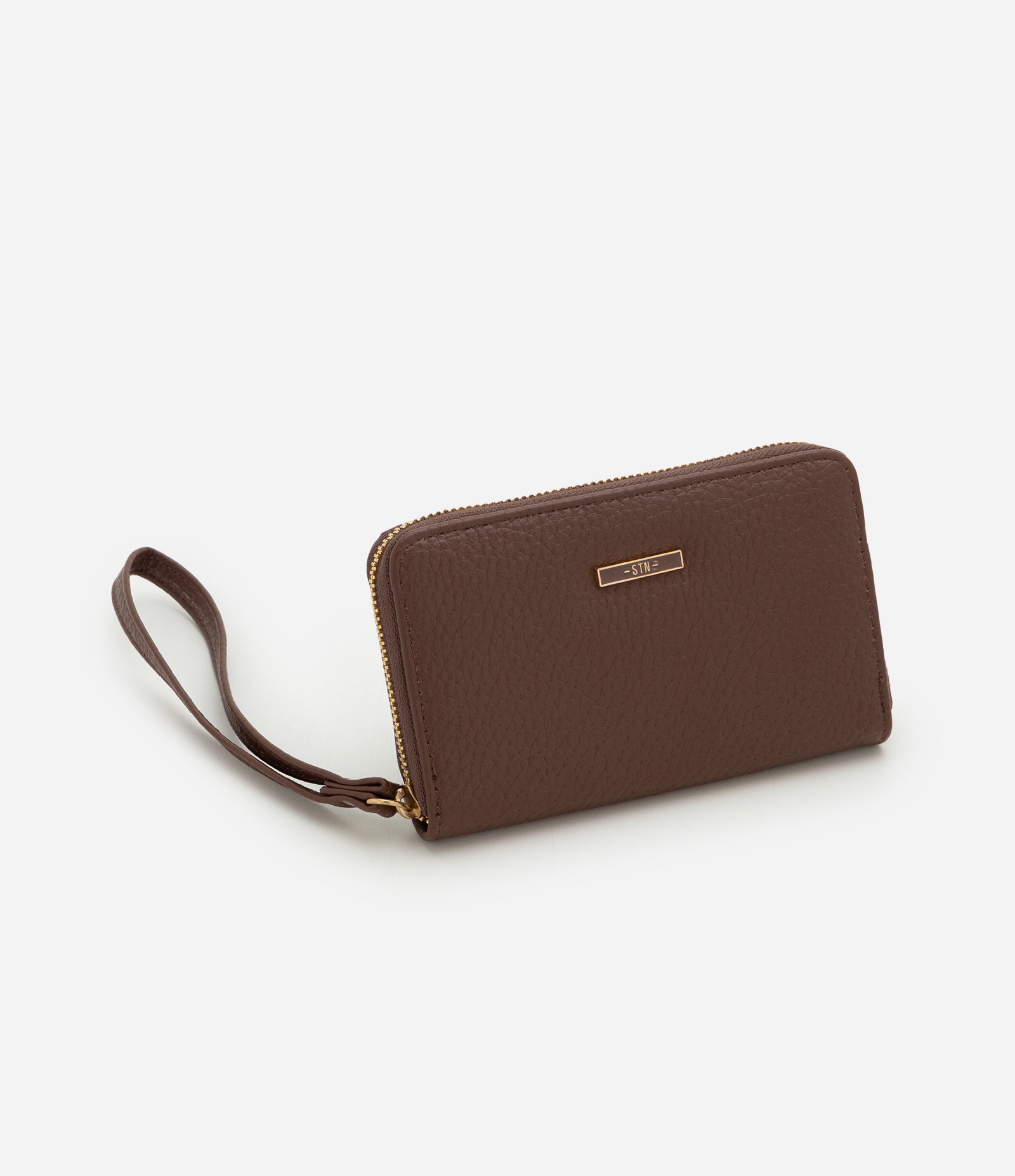 Carteira Floater Pequena em PU com Alça Marrom 1