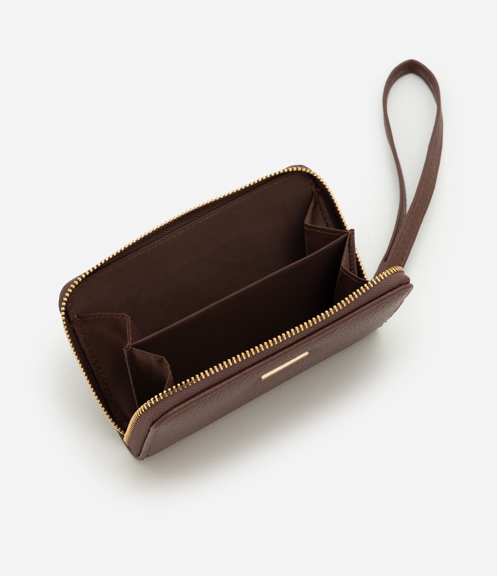 Carteira Floater Pequena em PU com Alça Marrom 5