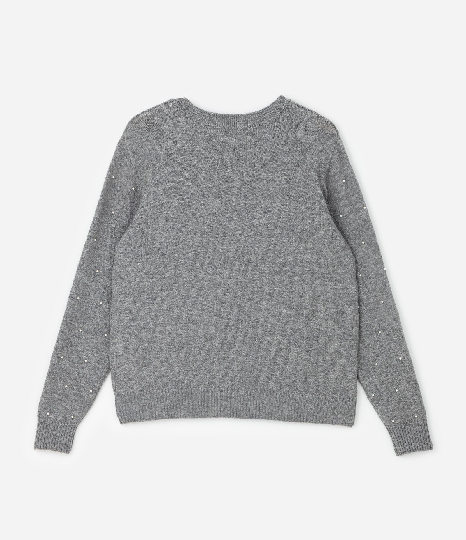 Suéter em Tricô com Pérola Curve & Plus Size Cinza 2