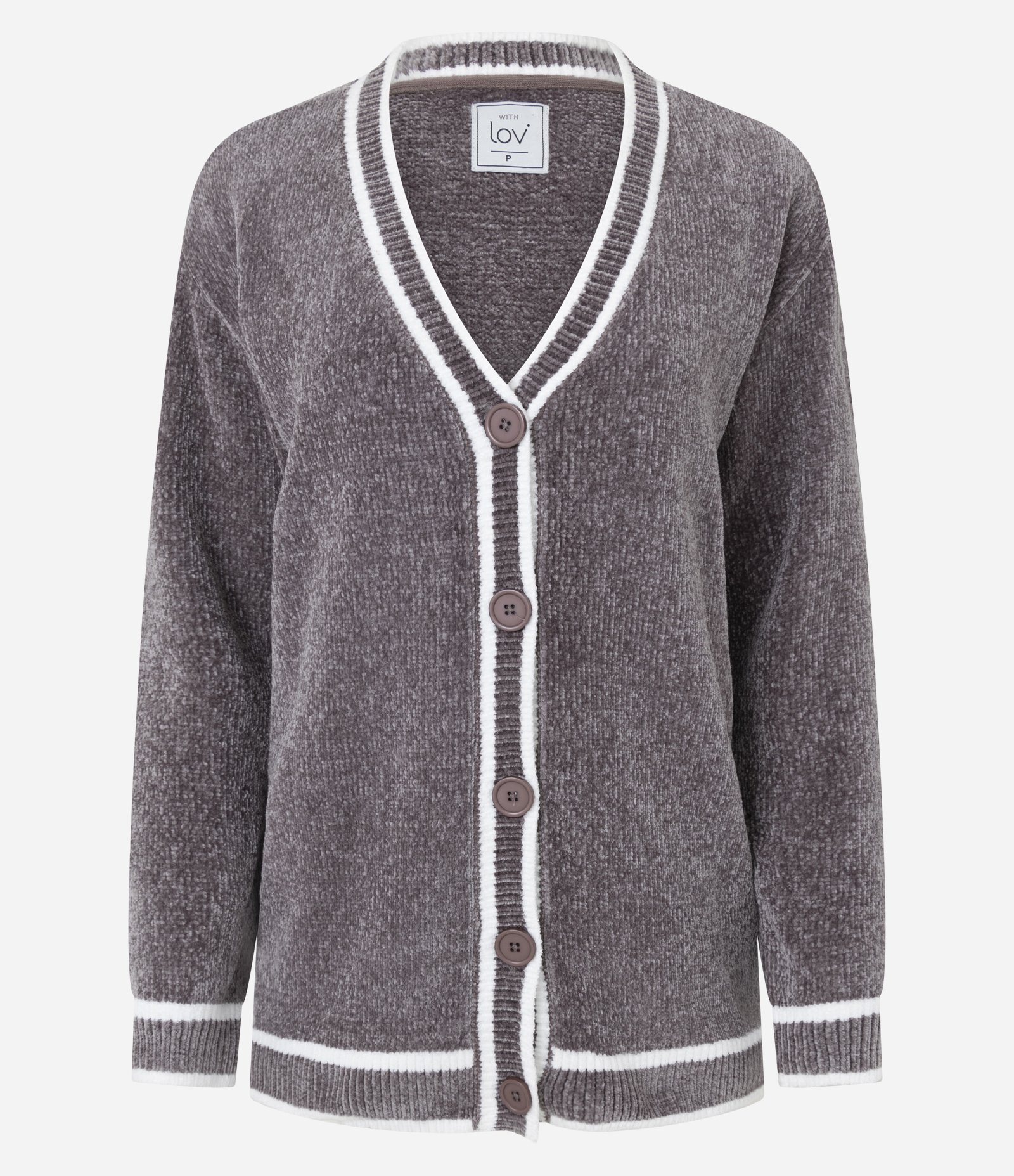 Robe em Chenille com Detalhes Contrastantes Cinza 5