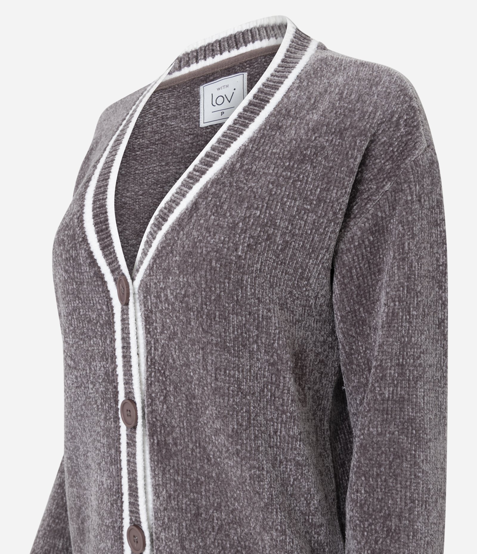 Robe em Chenille com Detalhes Contrastantes Cinza 6
