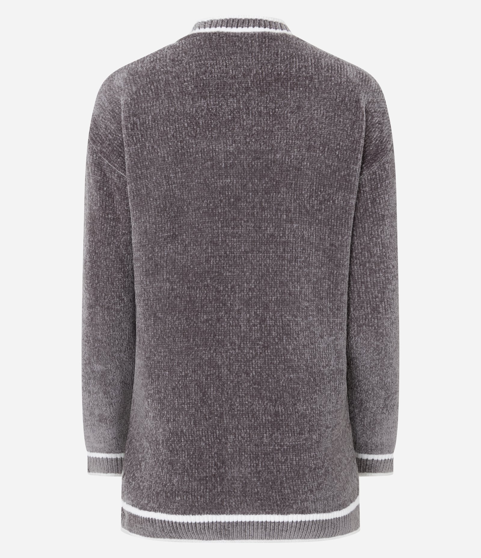 Robe em Chenille com Detalhes Contrastantes Cinza 7