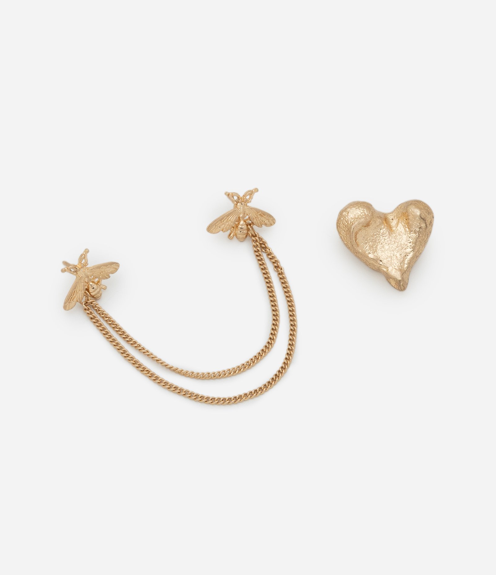 Kit 02 Broches em Metal com Corrente Decorativa Dourado 2