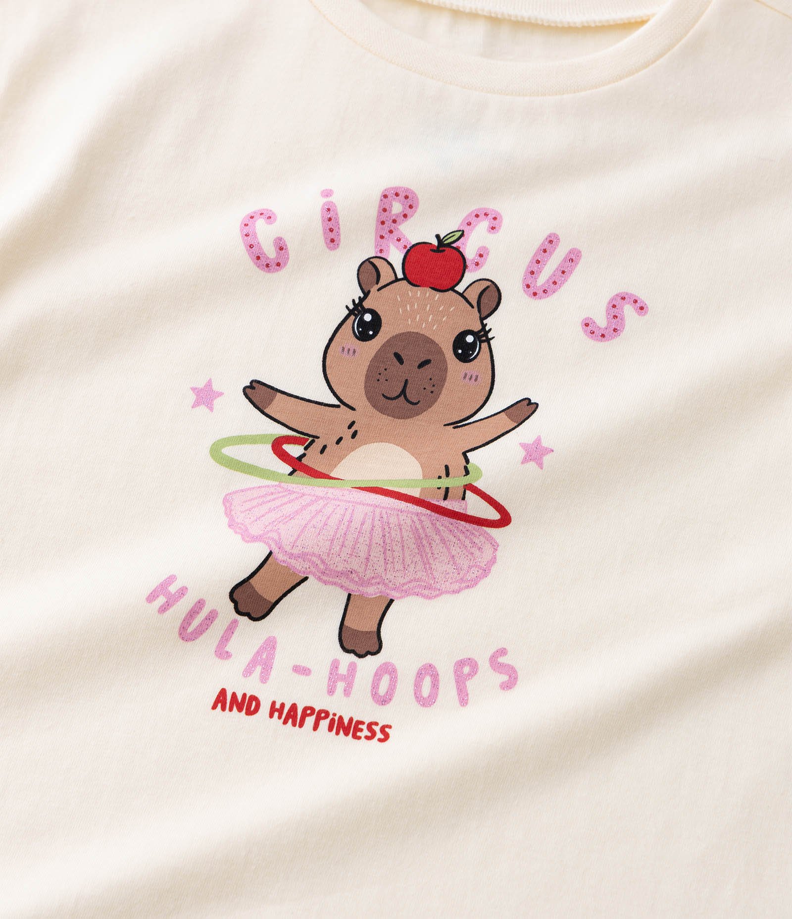 Camiseta Infantil Relaxed com Estampa de Capivara - Tam 1 a 6 Anos Bege 4