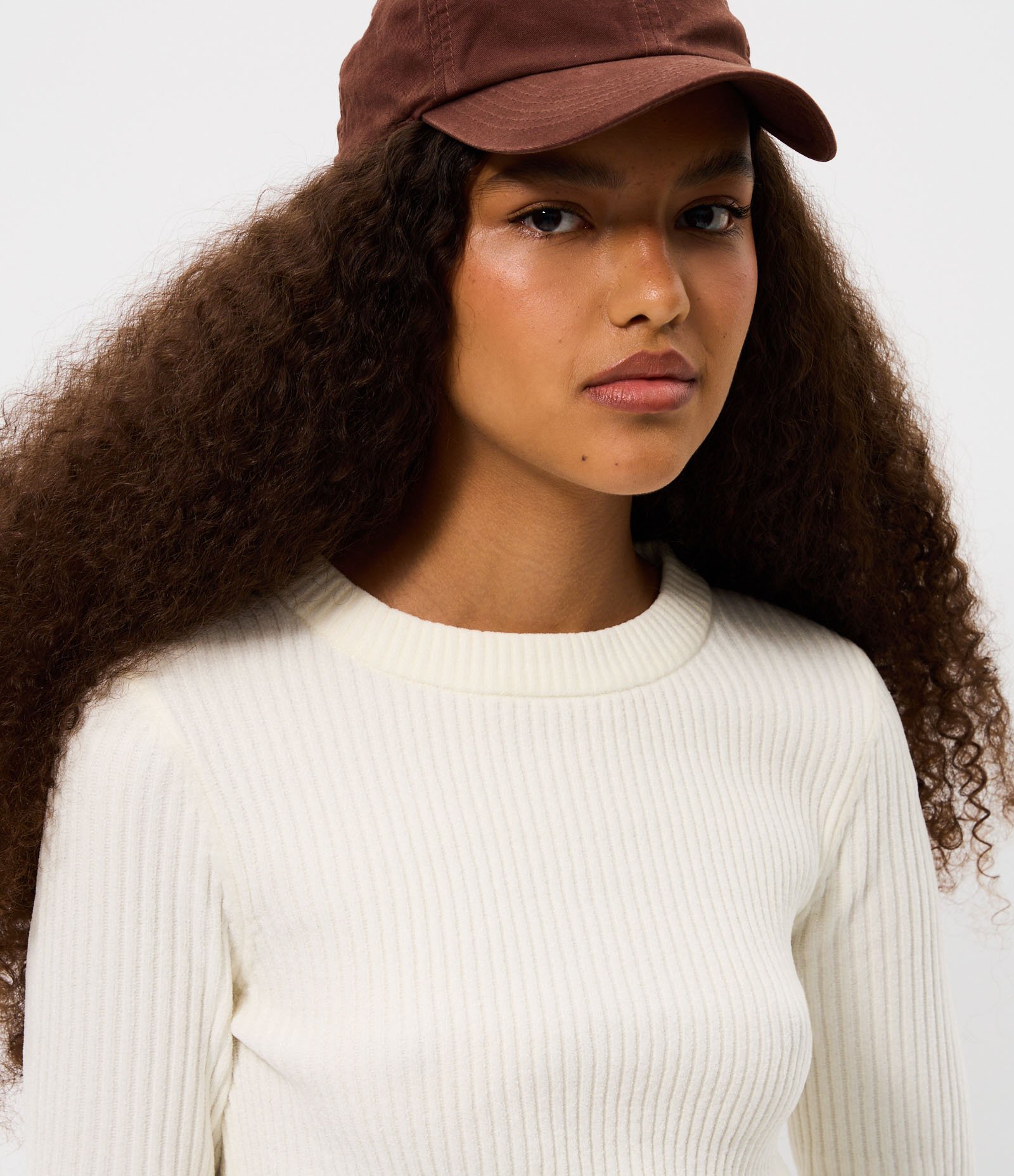 Blusa Manga Longa em Chenille com Gola Colada Branco 1