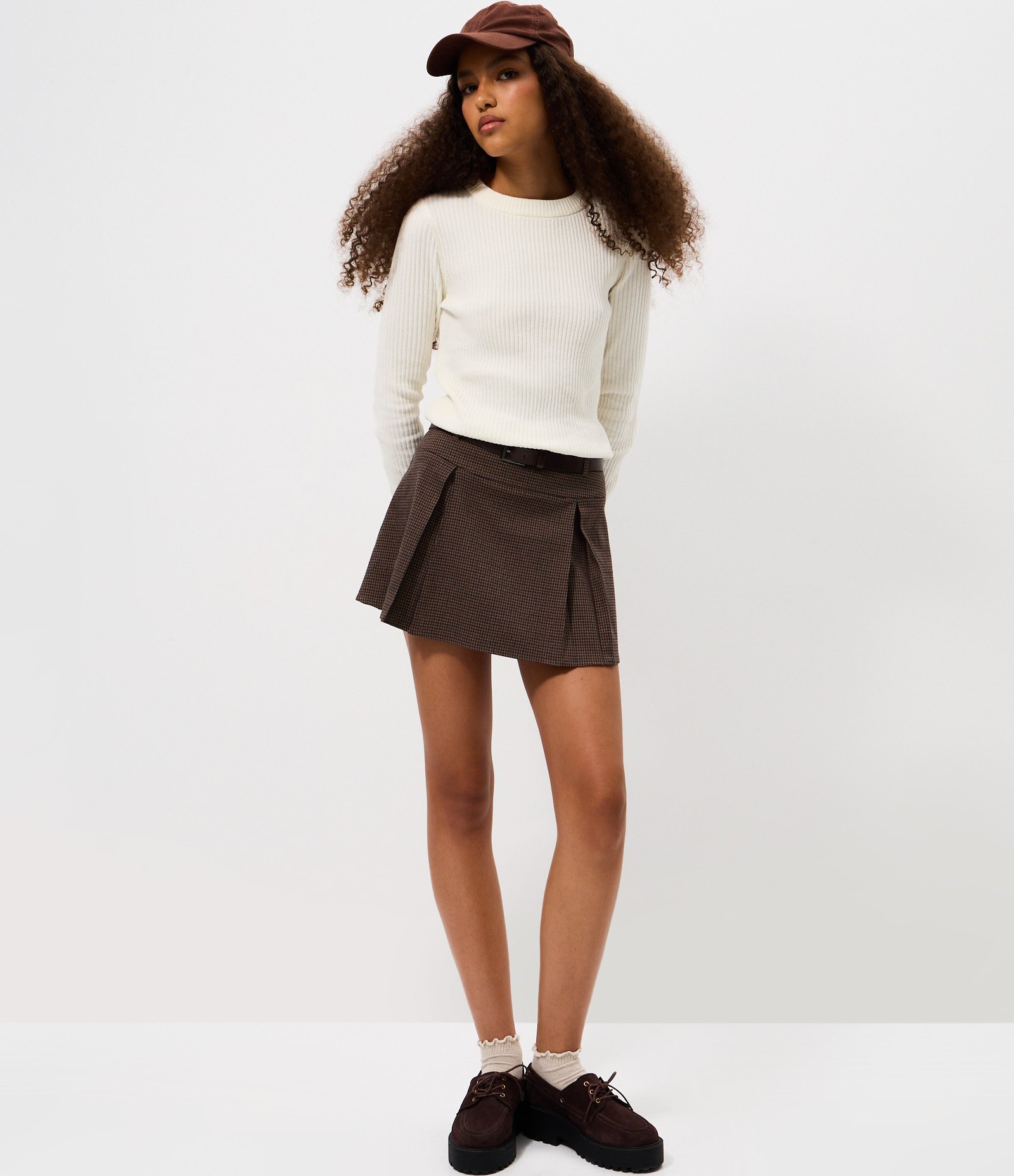 Blusa Manga Longa em Chenille com Gola Colada Branco 2