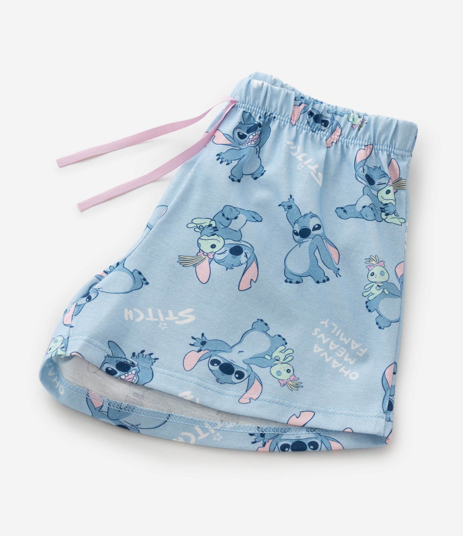 Pijama em Laise com Estampa Stitch e Angel - Tam 5 A 14 Anos Azul/Rosa 10