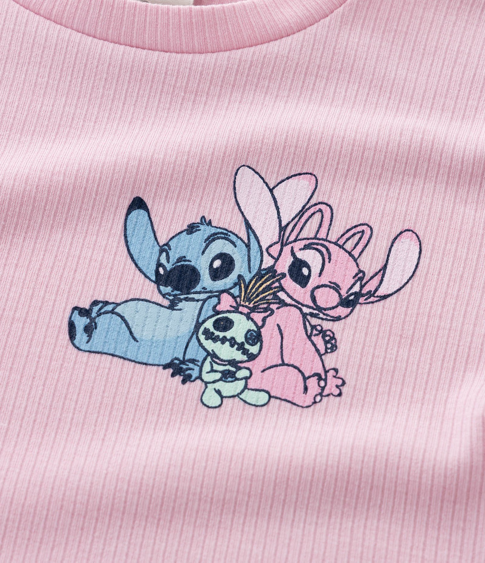 Pijama em Laise com Estampa Stitch e Angel - Tam 5 A 14 Anos Azul/Rosa 12