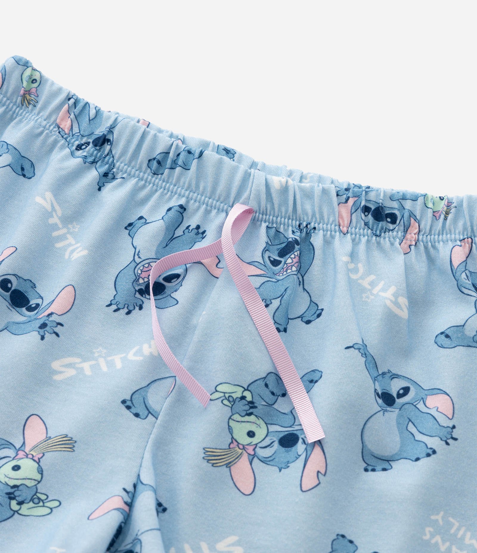 Pijama em Laise com Estampa Stitch e Angel - Tam 5 A 14 Anos Azul/Rosa 7