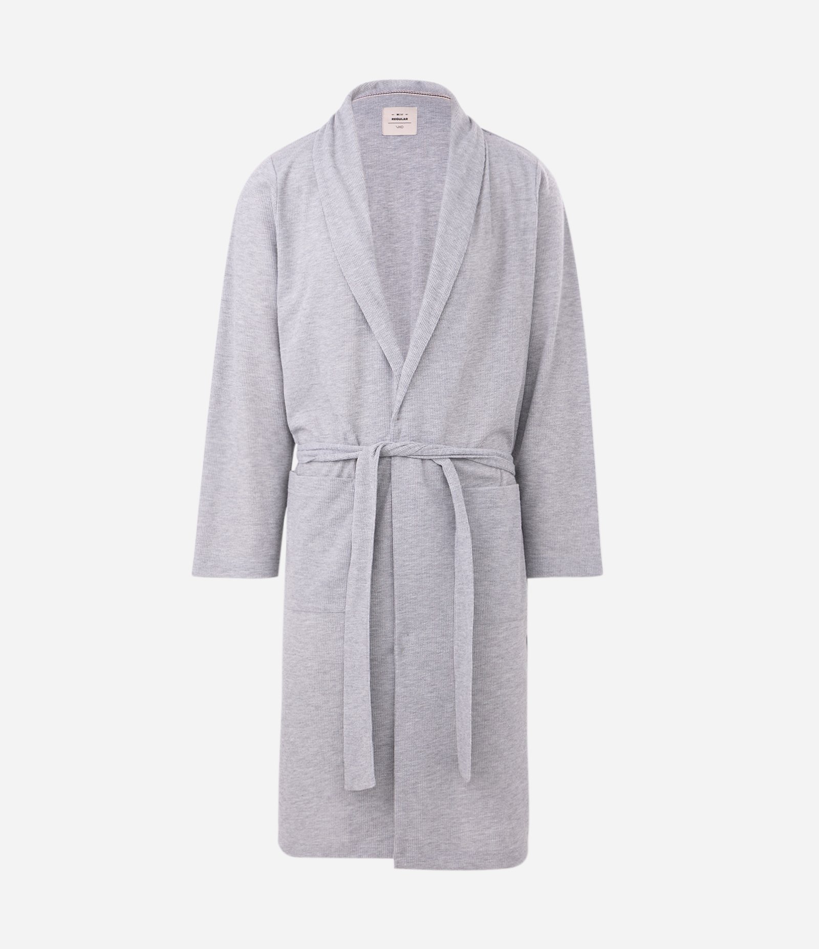 Robe Longo com Mangas Longas e Amarração na Cintura Cinza 1