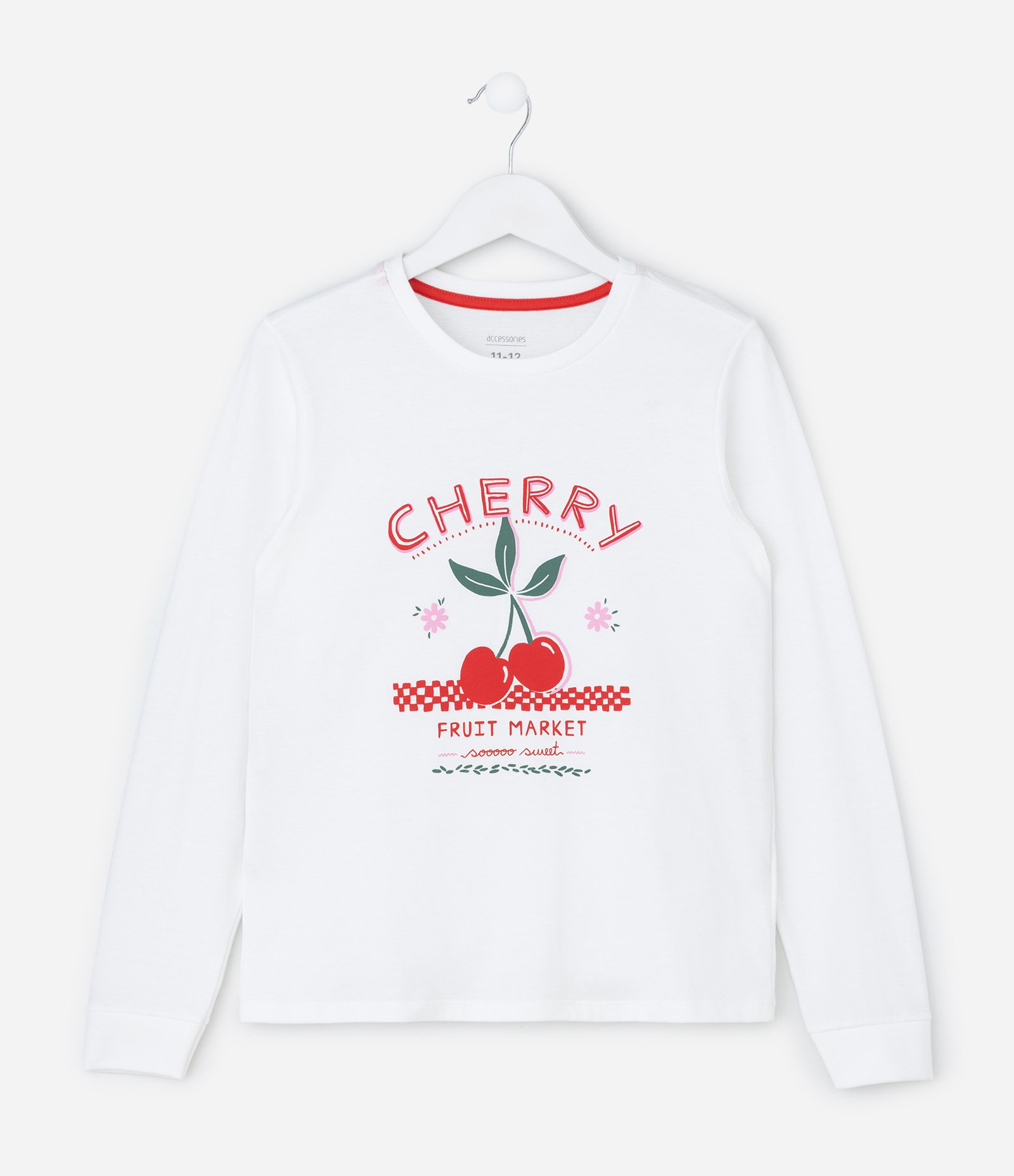 Pijama Infantil com Estampa Cereja e Corações – Tam 5 a 14 Anos Branco/Vermelho 2