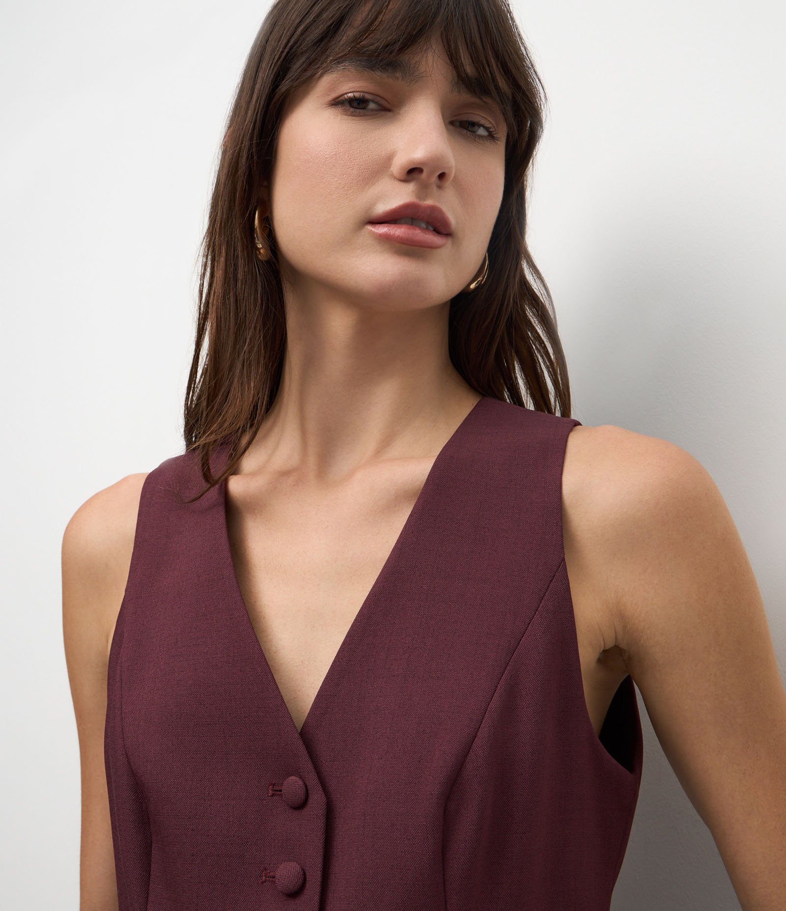 Colete Alfaiatado com Botões Forrados Vinho 3