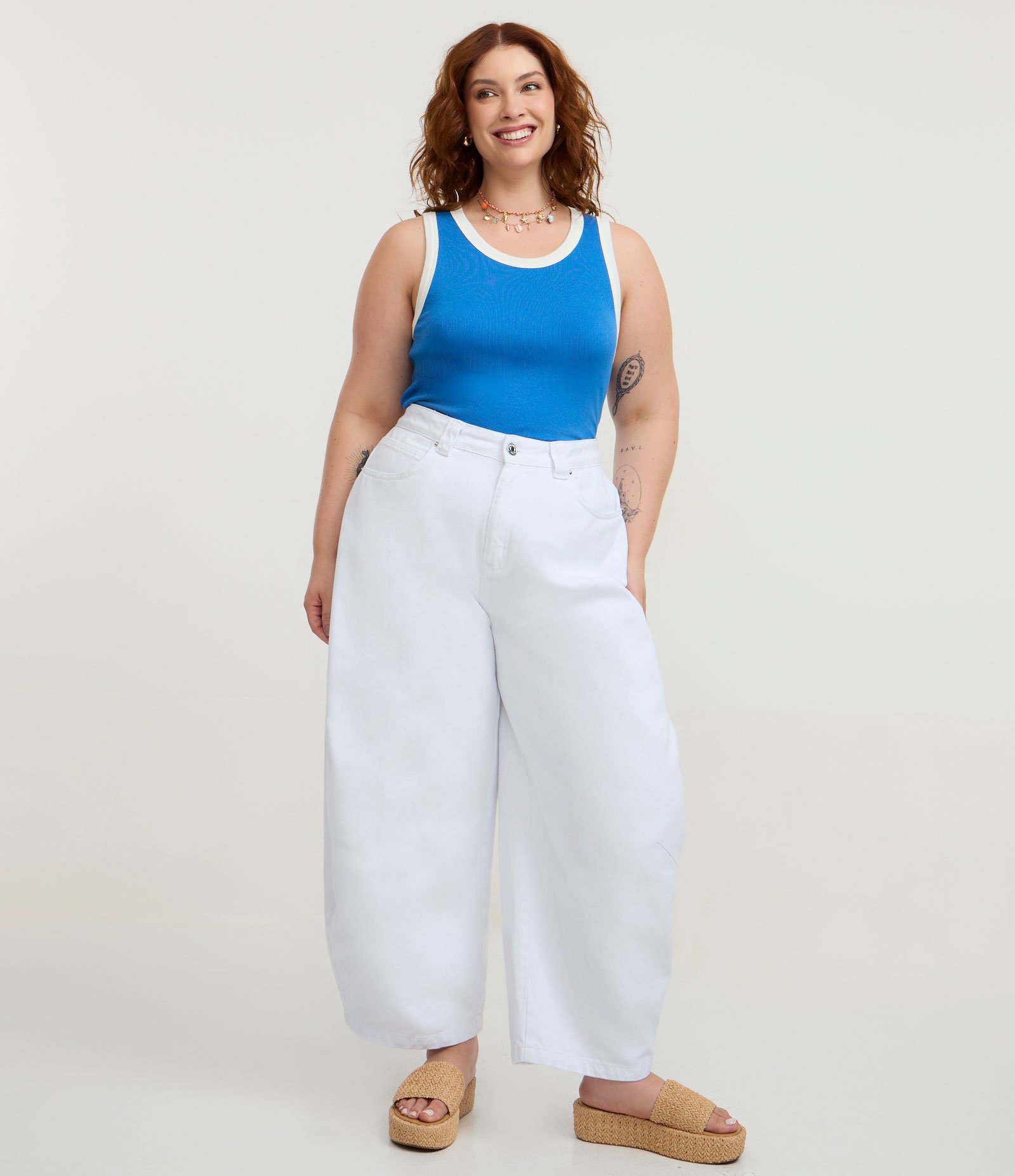 Blusa com Viés Contrastantes Curve & Plus Size Azul 2