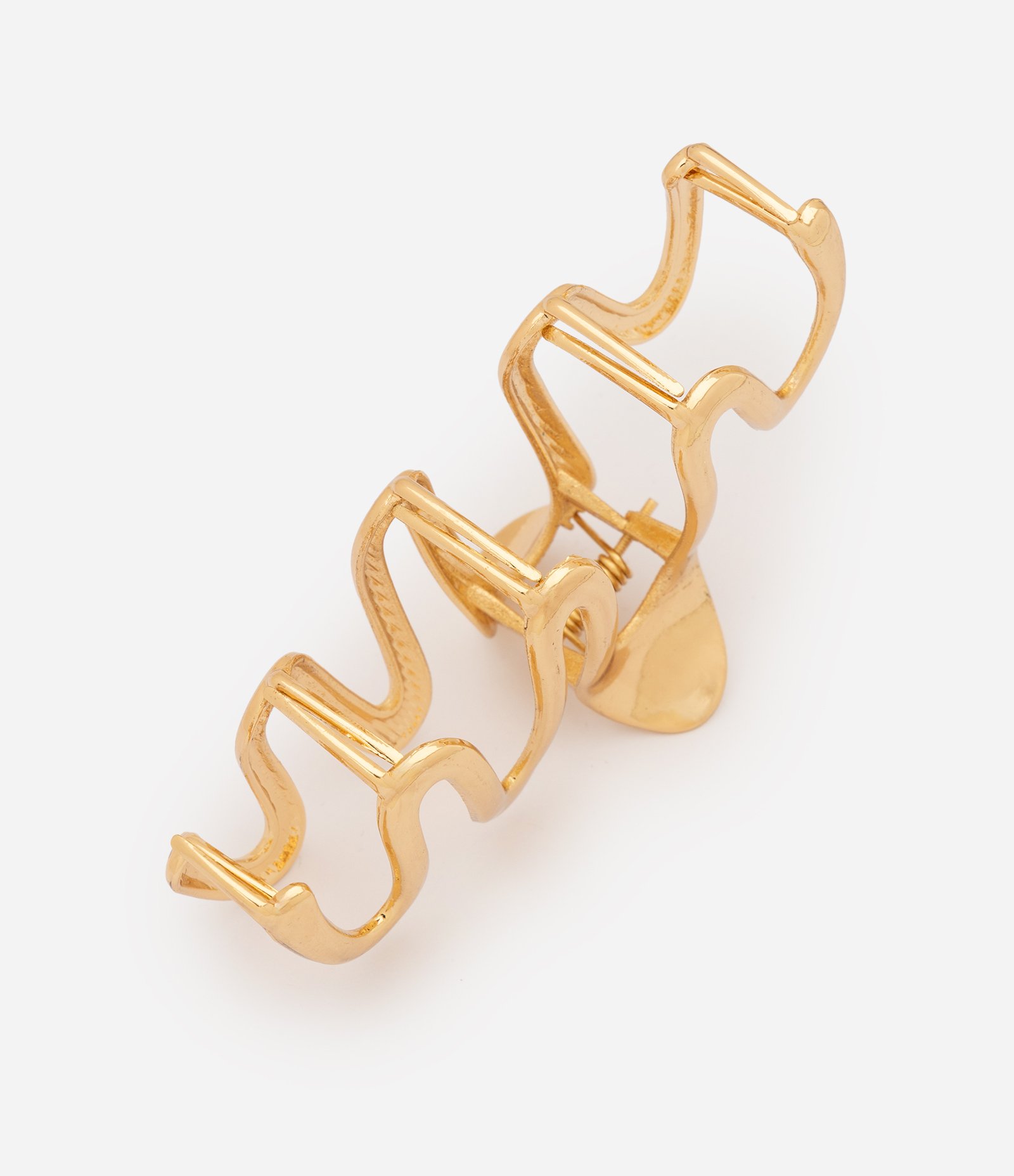 Piranha de Cabelo Metálica com Design Orgânico Dourado 2