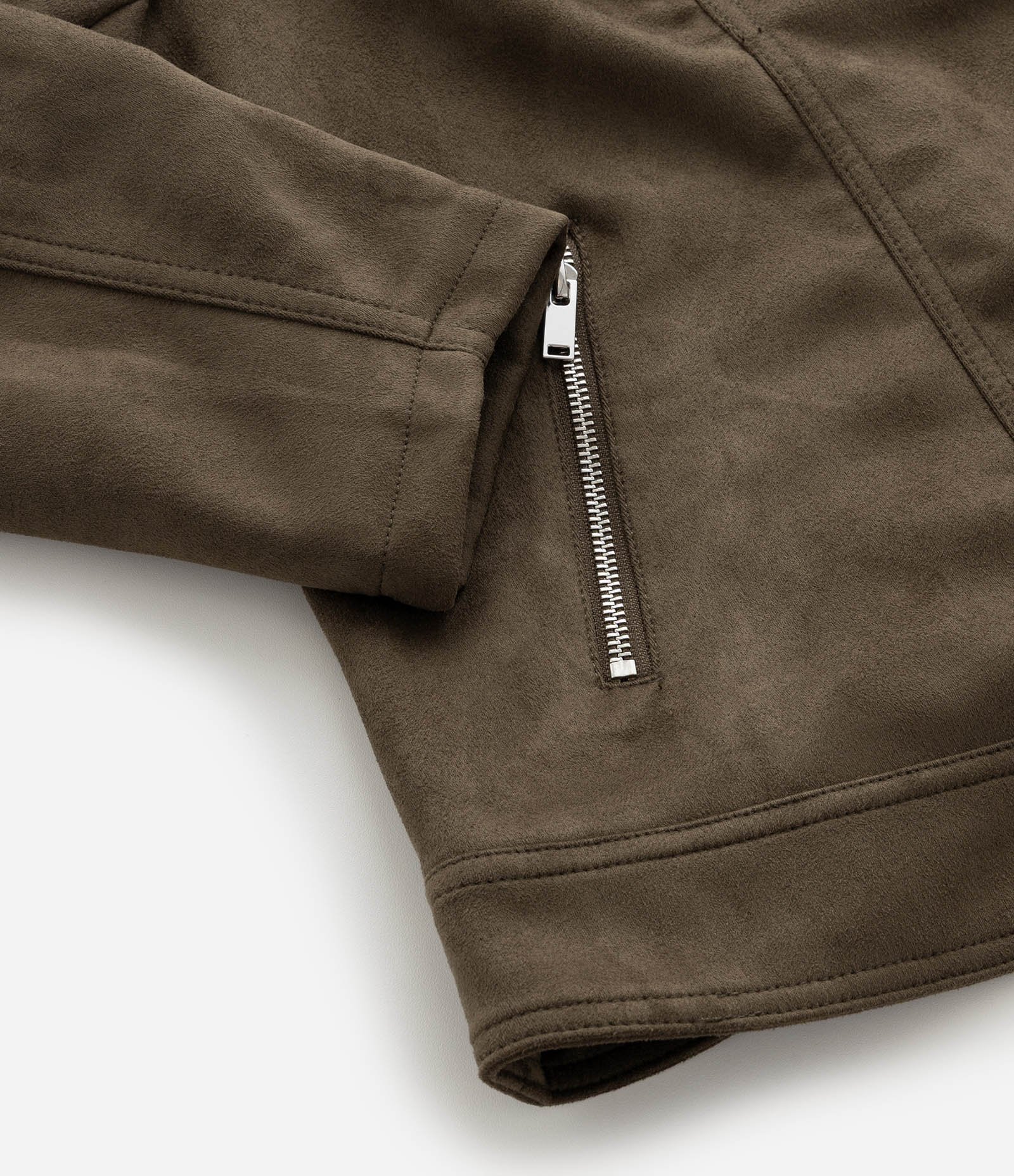 Jaqueta Biker em Suede com Zíper nos Bolsos Curve & Plus Size Verde 5