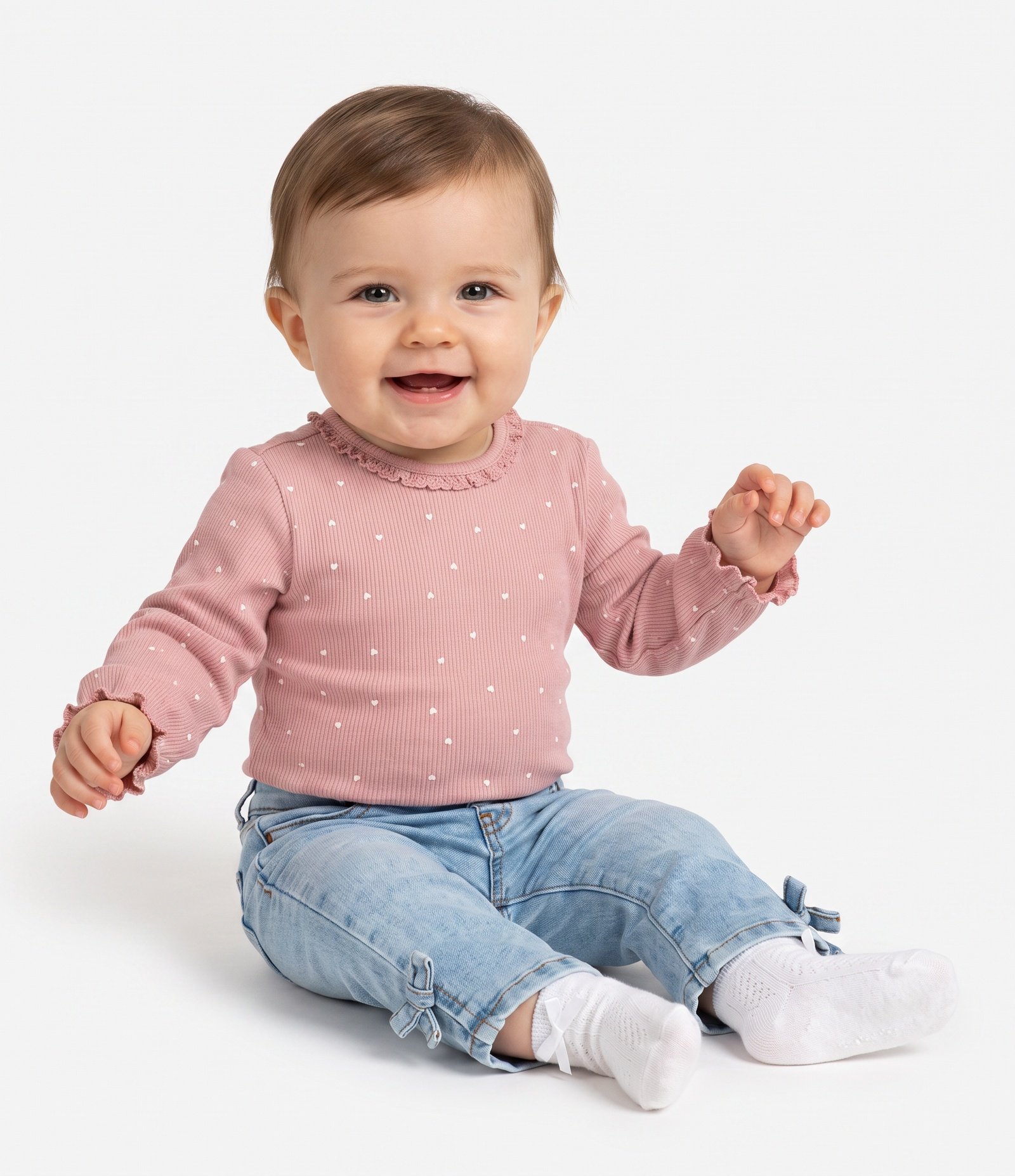 Calça Bebê em Jeans Flare com Lacinho na Barra – Tam 3 a 18 Meses Azul Claro 1