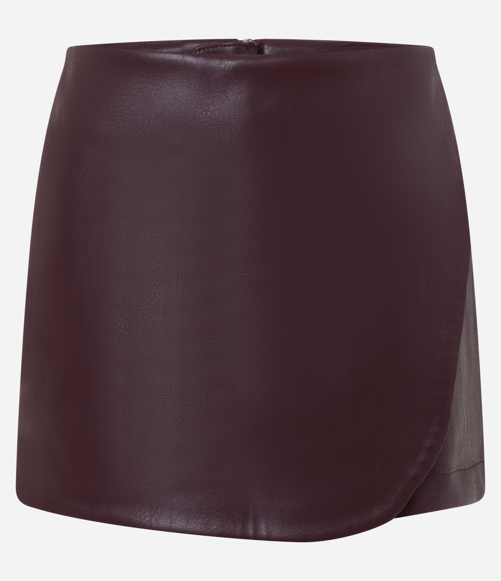 Short Saia em PU com Transpasse Frontal Bordô 6
