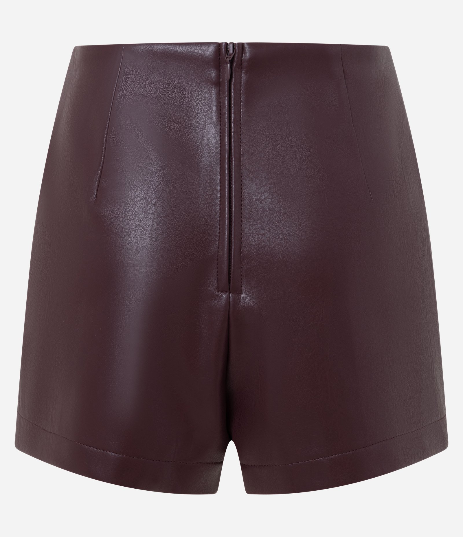 Short Saia em PU com Transpasse Frontal Bordô 7