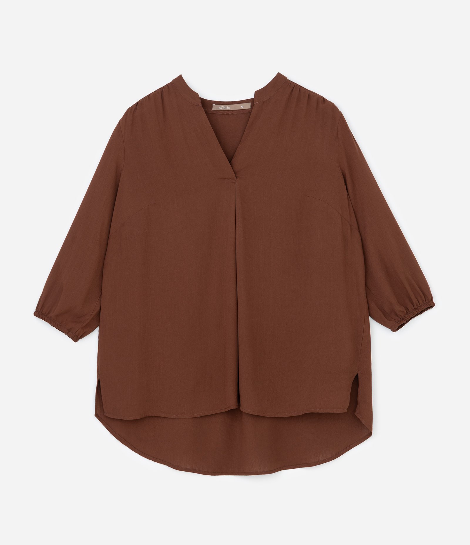 Blusa em Viscose com Manga 3/4 Curve & Plus Size Marrom 5