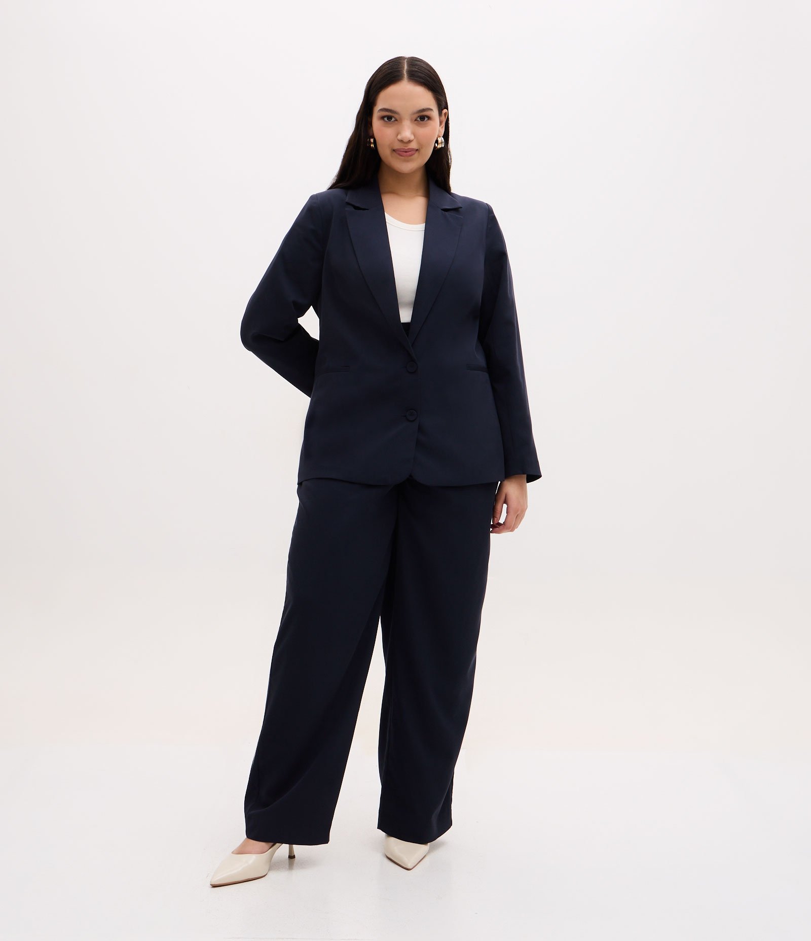 Blazer Alfaiatado com Abotoamento Duplo Curve & Plus Size Azul 2