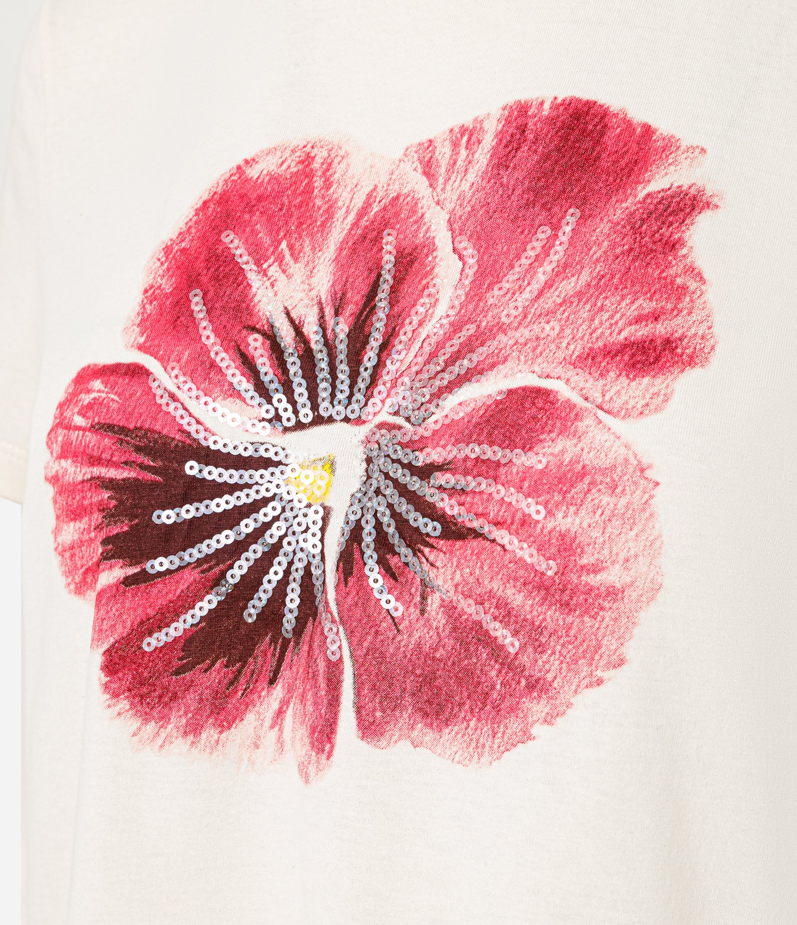 Camiseta em Algodão com Estampa de Flor Off White 2