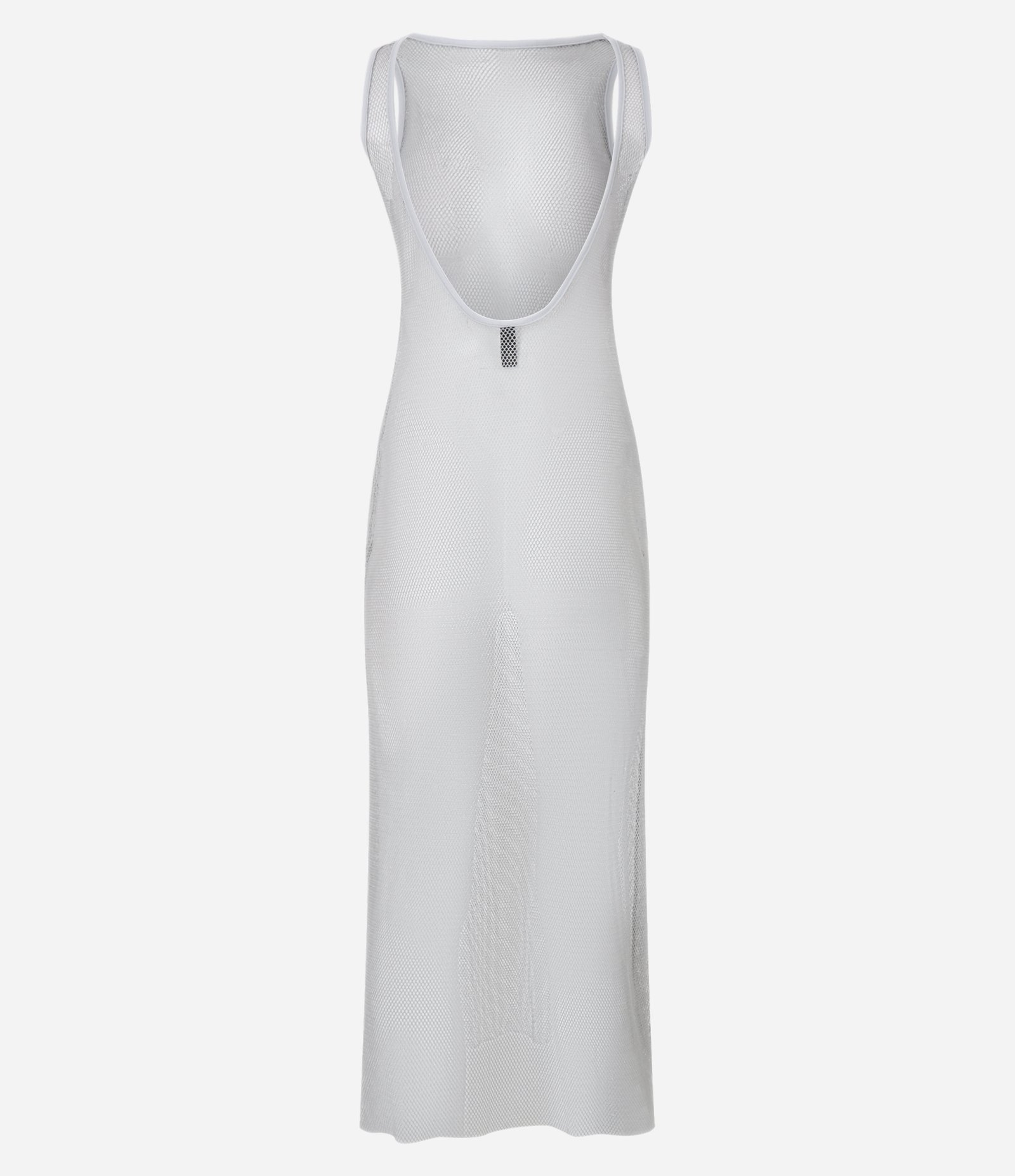 Vestido Longo Em Malha Com Fio Metalizado Prata 3