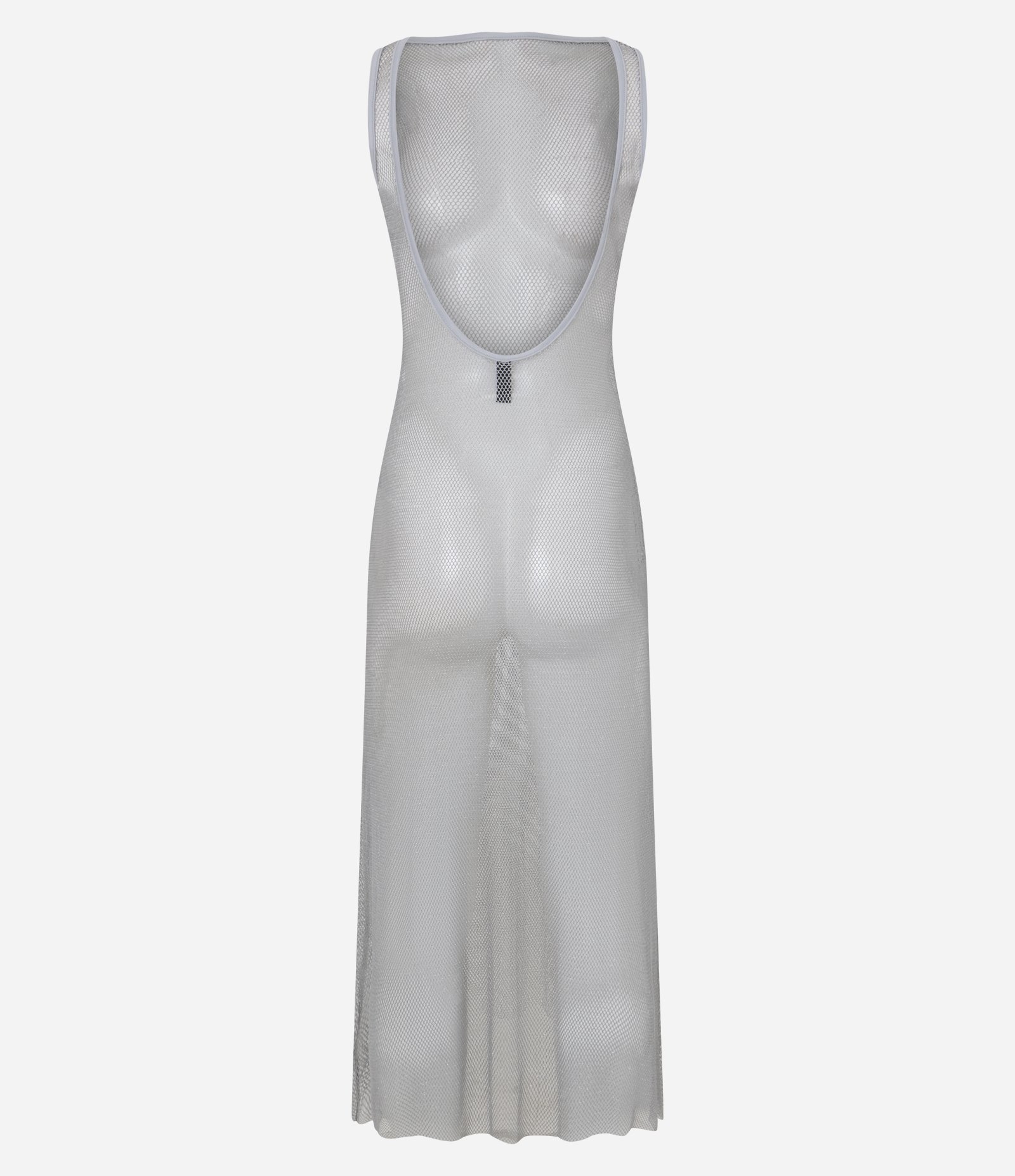 Vestido Longo Em Malha Com Fio Metalizado Prata 4