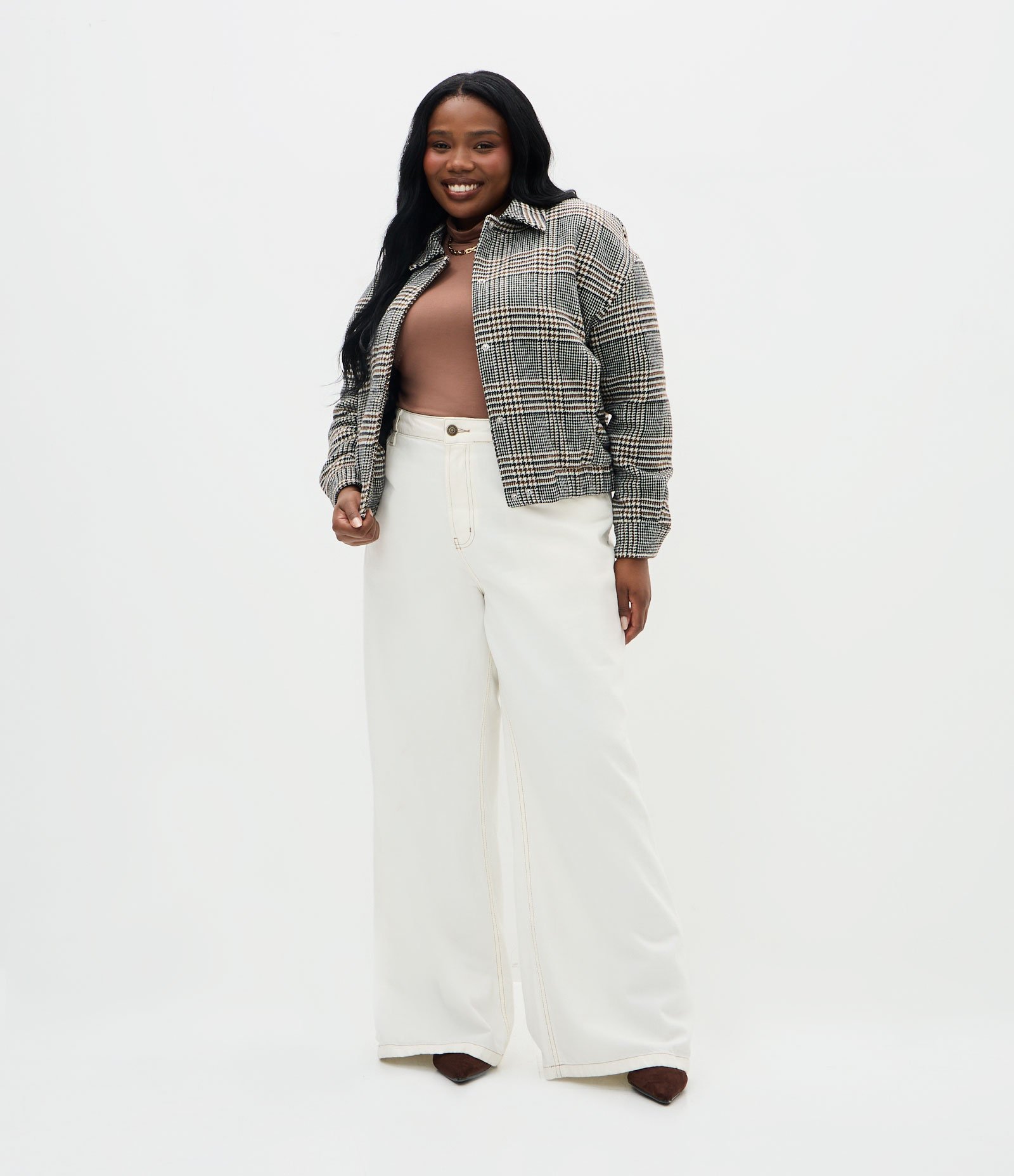 Jaqueta Bomber em Polivelour Xadrez Curve & Plus Size Multicores 2