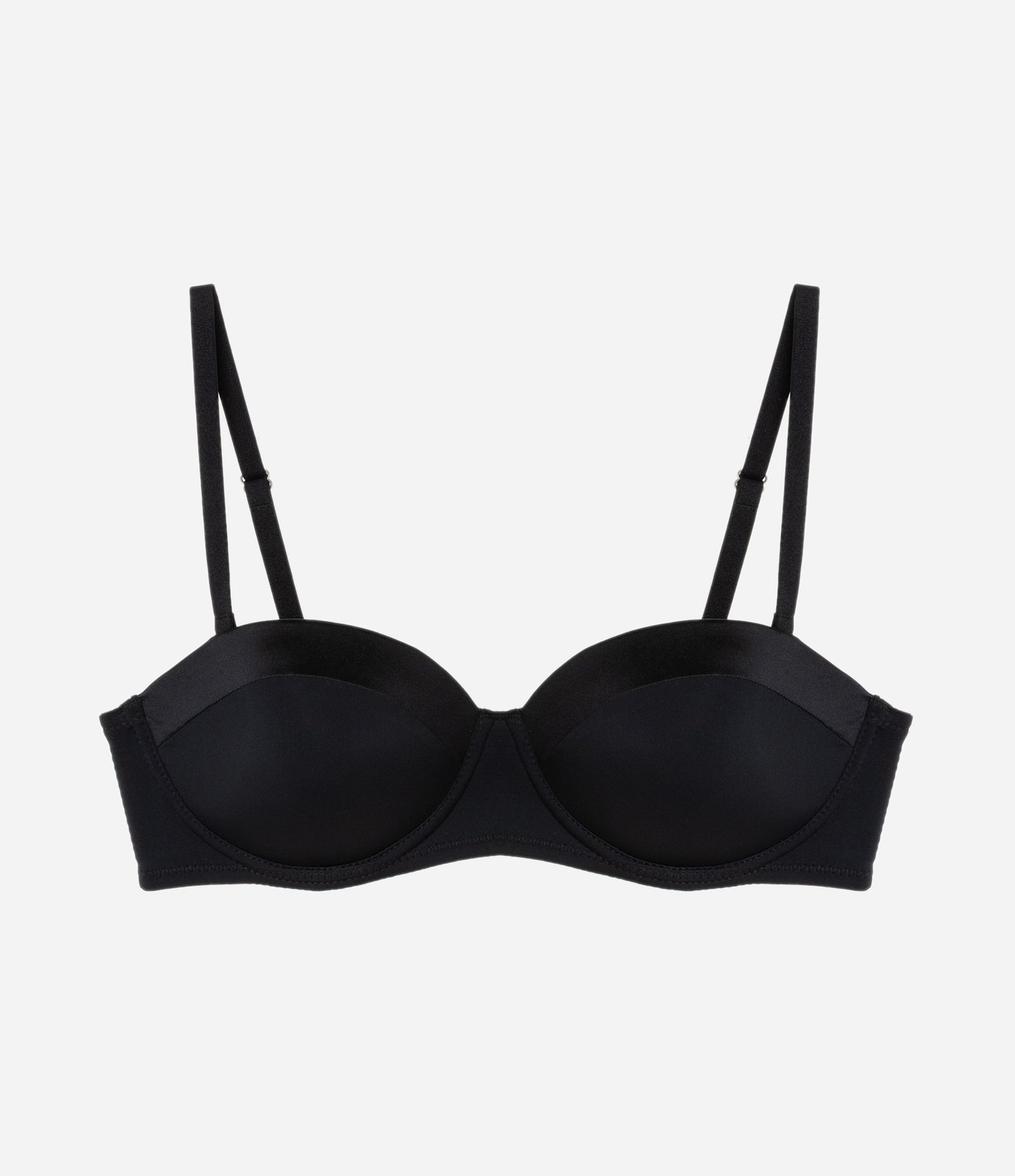 Sutiã Tomara Que Caia em Microfibra com Detalhe Acetinado Preto 5