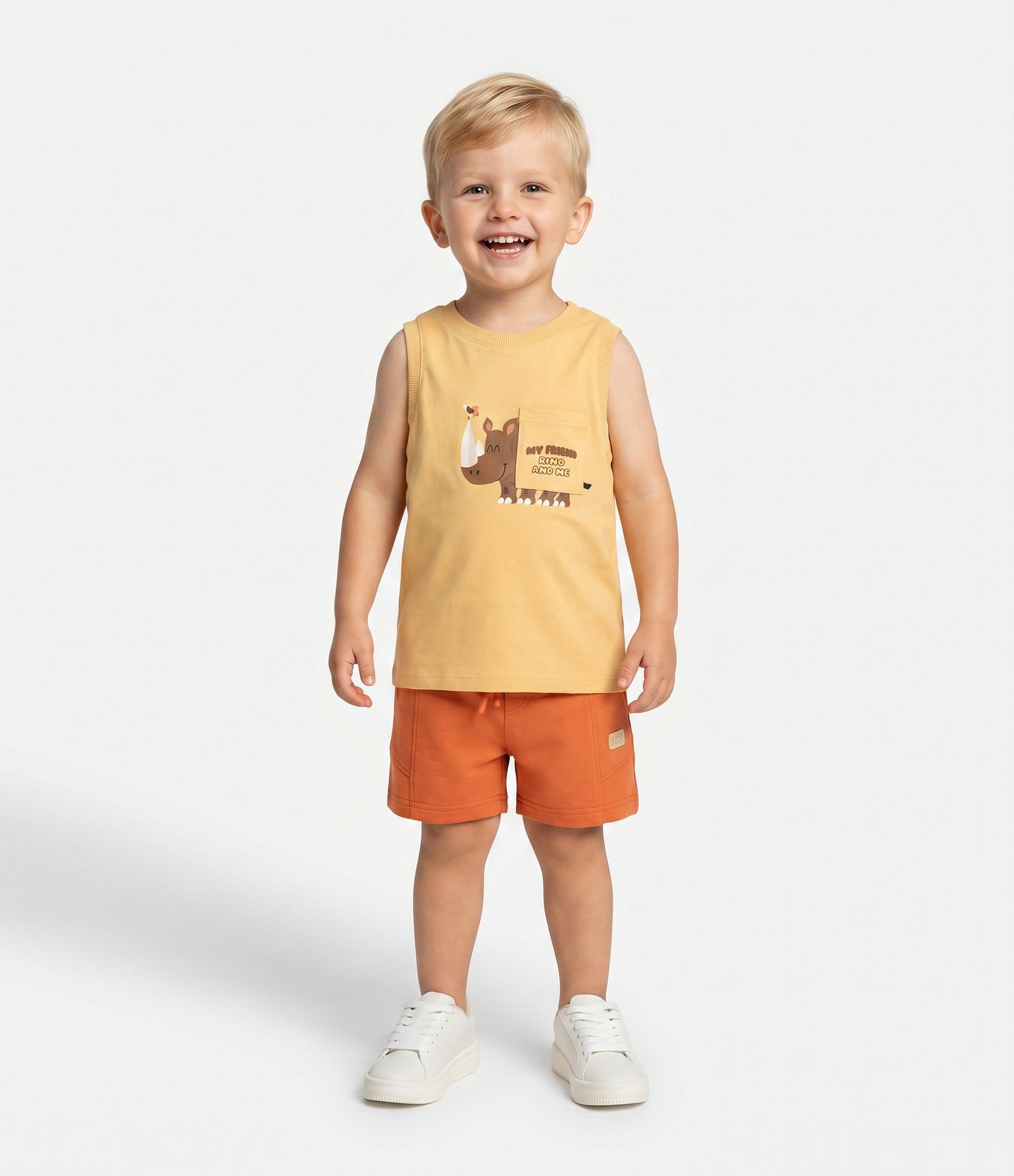 Regata Infantil com Estampa de Rinoceronte – Tam 1 a 6 Anos Amarelo Claro 1