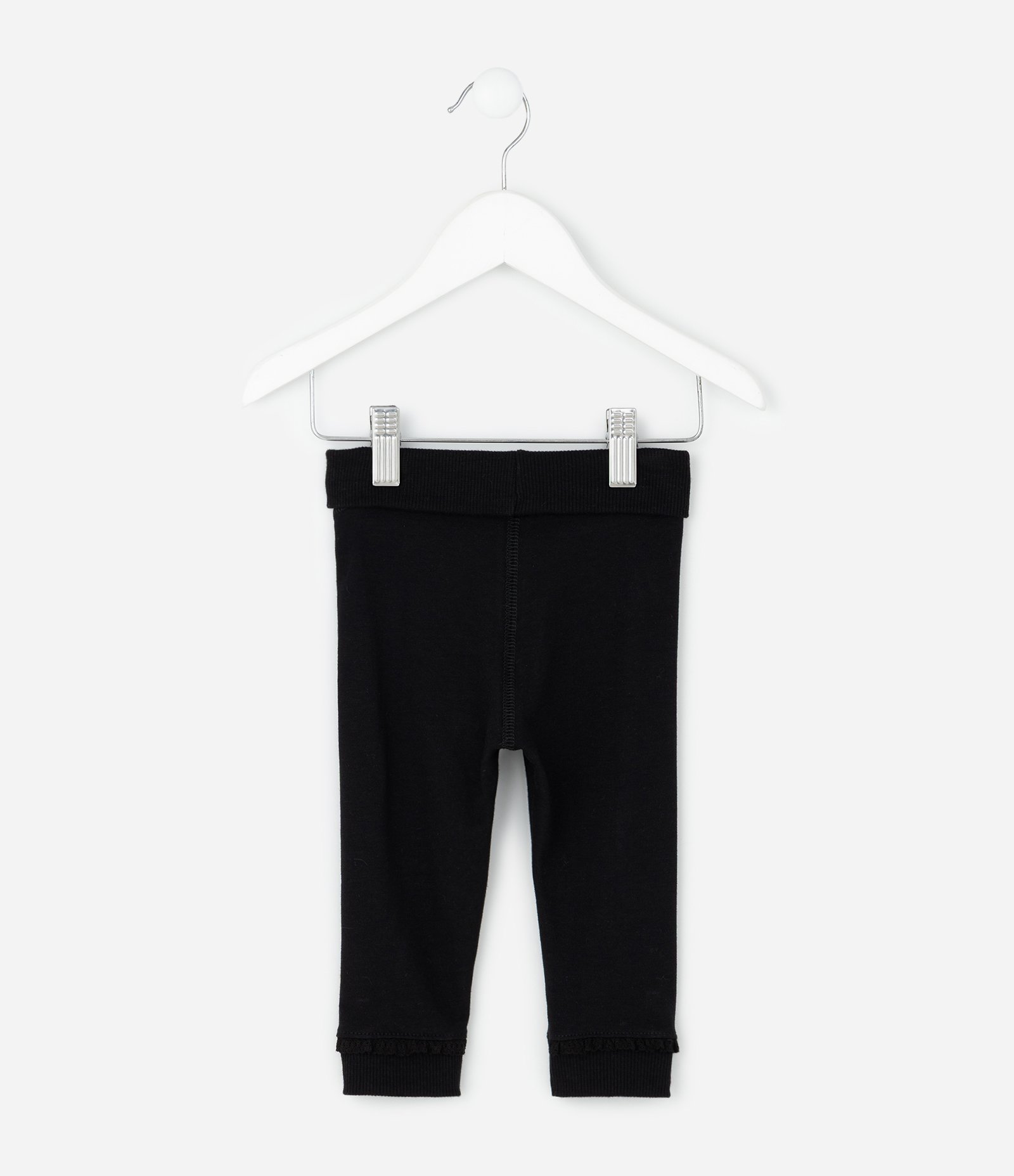 Calça Infantil com Cós Virado e Laço Aplicado - Tam RN a 18 Meses Preto 2