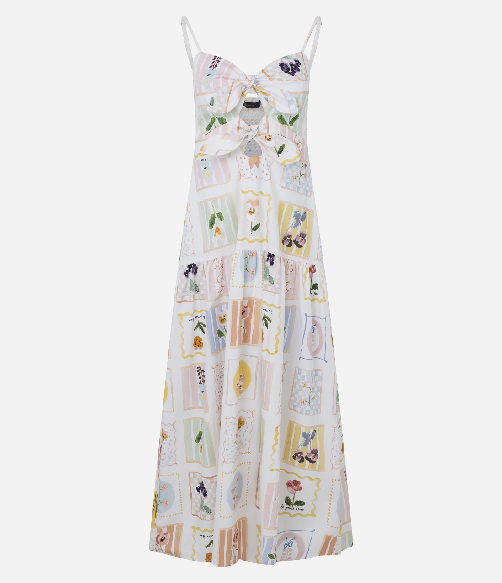 Vestido Evasê Midi em Tricoline com Estampa Floral Branco 6