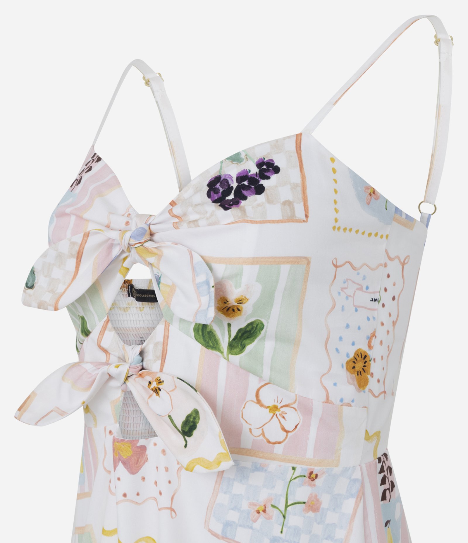 Vestido Evasê Midi em Tricoline com Estampa Floral Branco 7