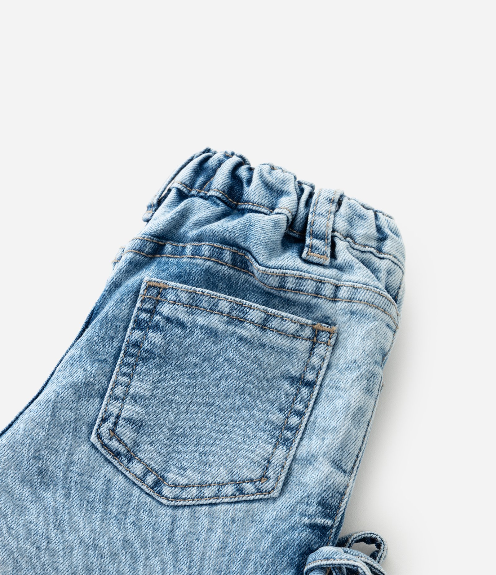 Bermuda Infantil em Jeans com Laços Laterais – Tam 3 a 18 Meses Azul 4