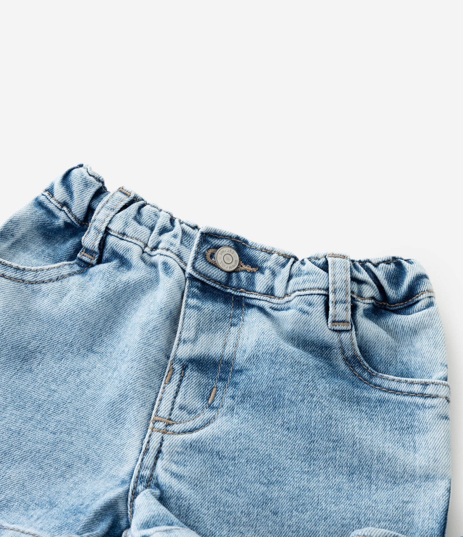 Bermuda Infantil em Jeans com Laços Laterais – Tam 3 a 18 Meses Azul 5